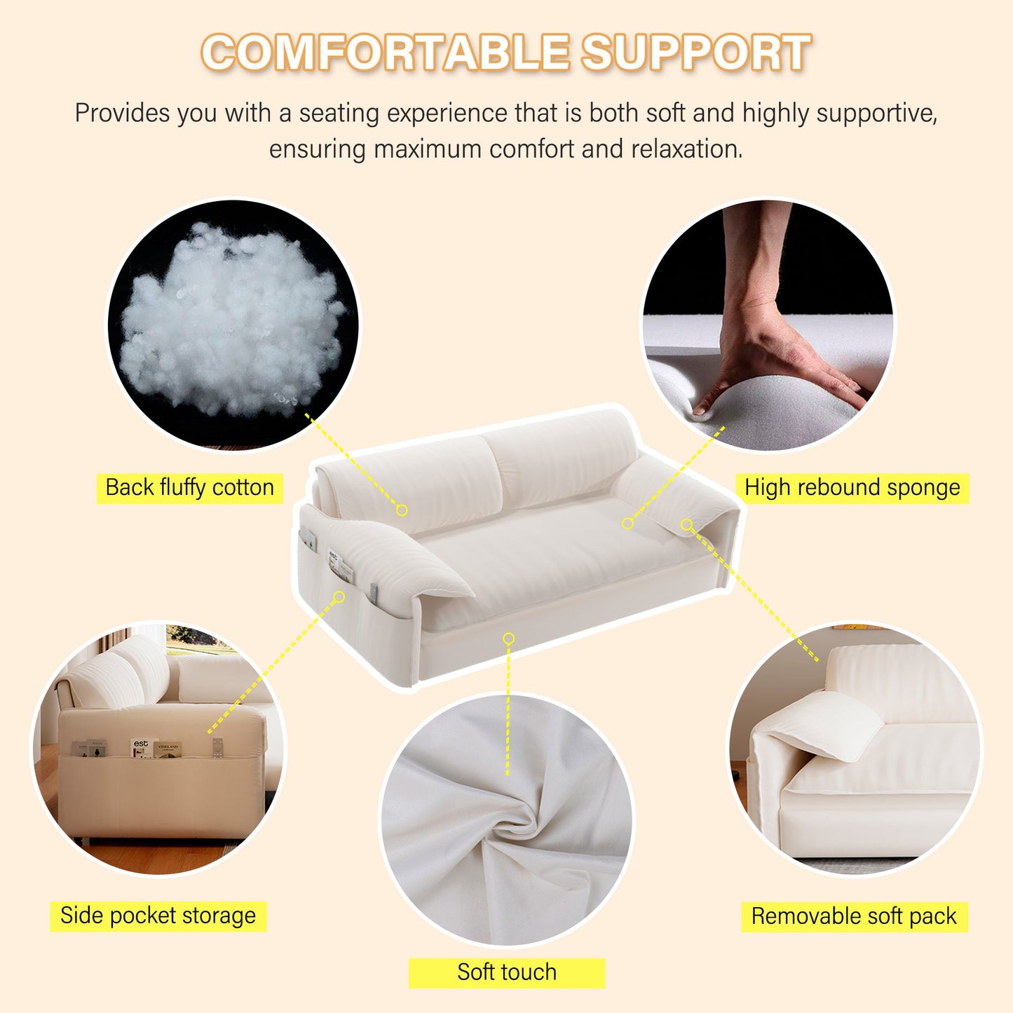 NEW 66' Velvet 3-in-1 Convertible Loveseat Queen Pull Out Sofa Bed Sleeper with Side Storage