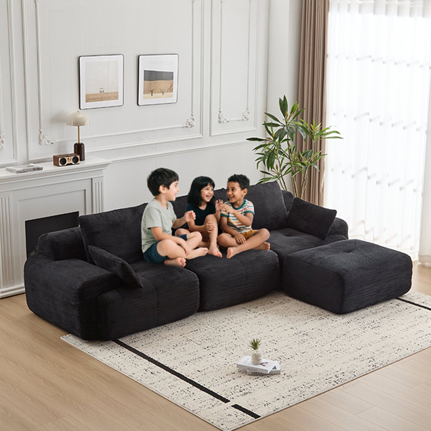 NEW Black Modern Large Memory Foam Sectional
