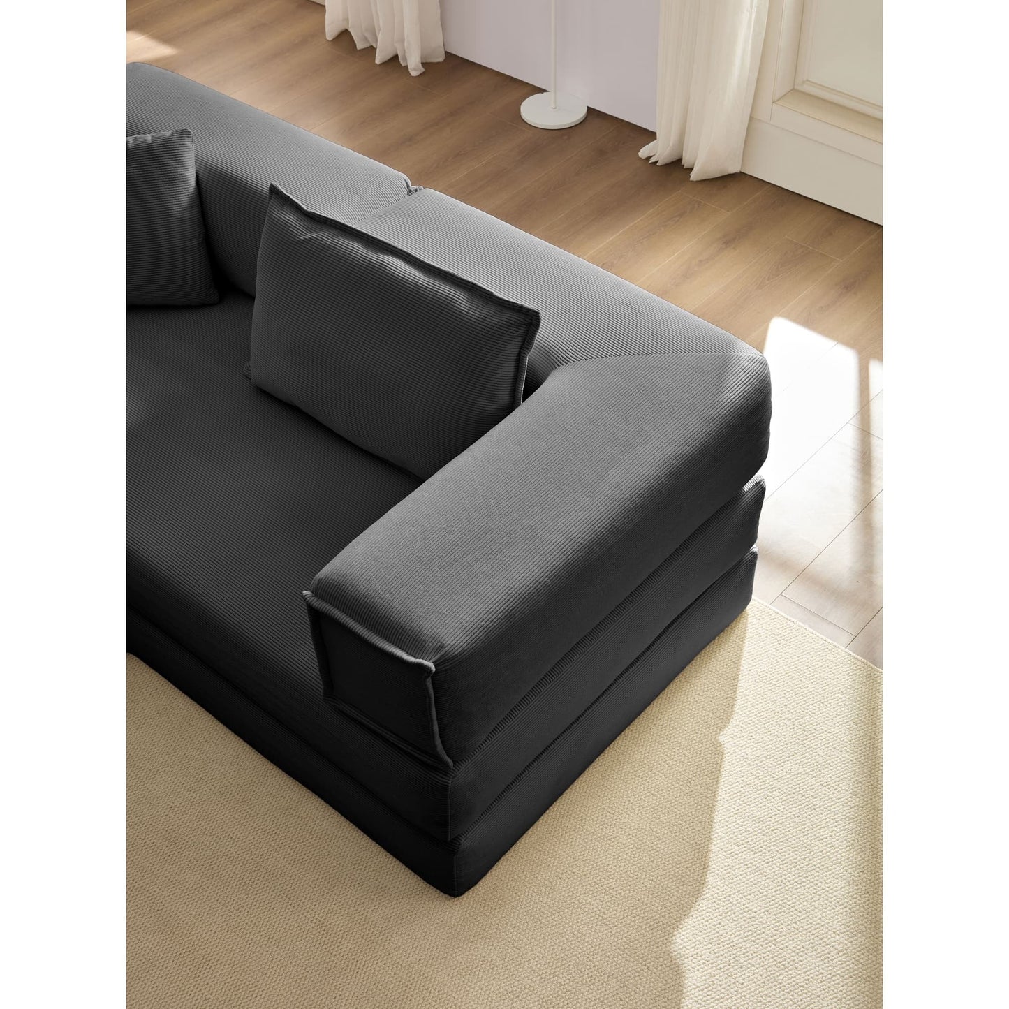 NEW Oversized Black Upholstered Sectional Sofa Set Modular 118.2' L Shaped Living Room Sofa Set with 6 Pillows