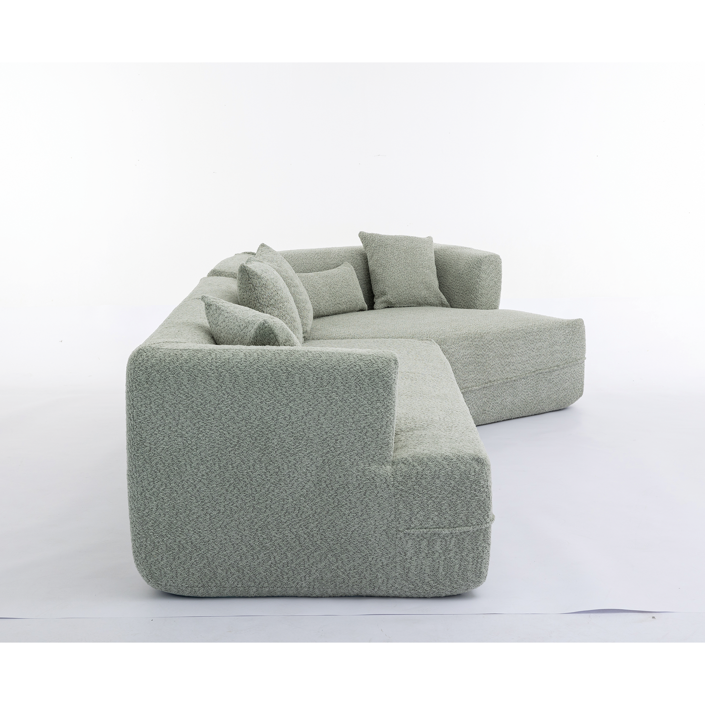 NEW Modern Green Round Fiber Fabric Modular Sectional Sofa