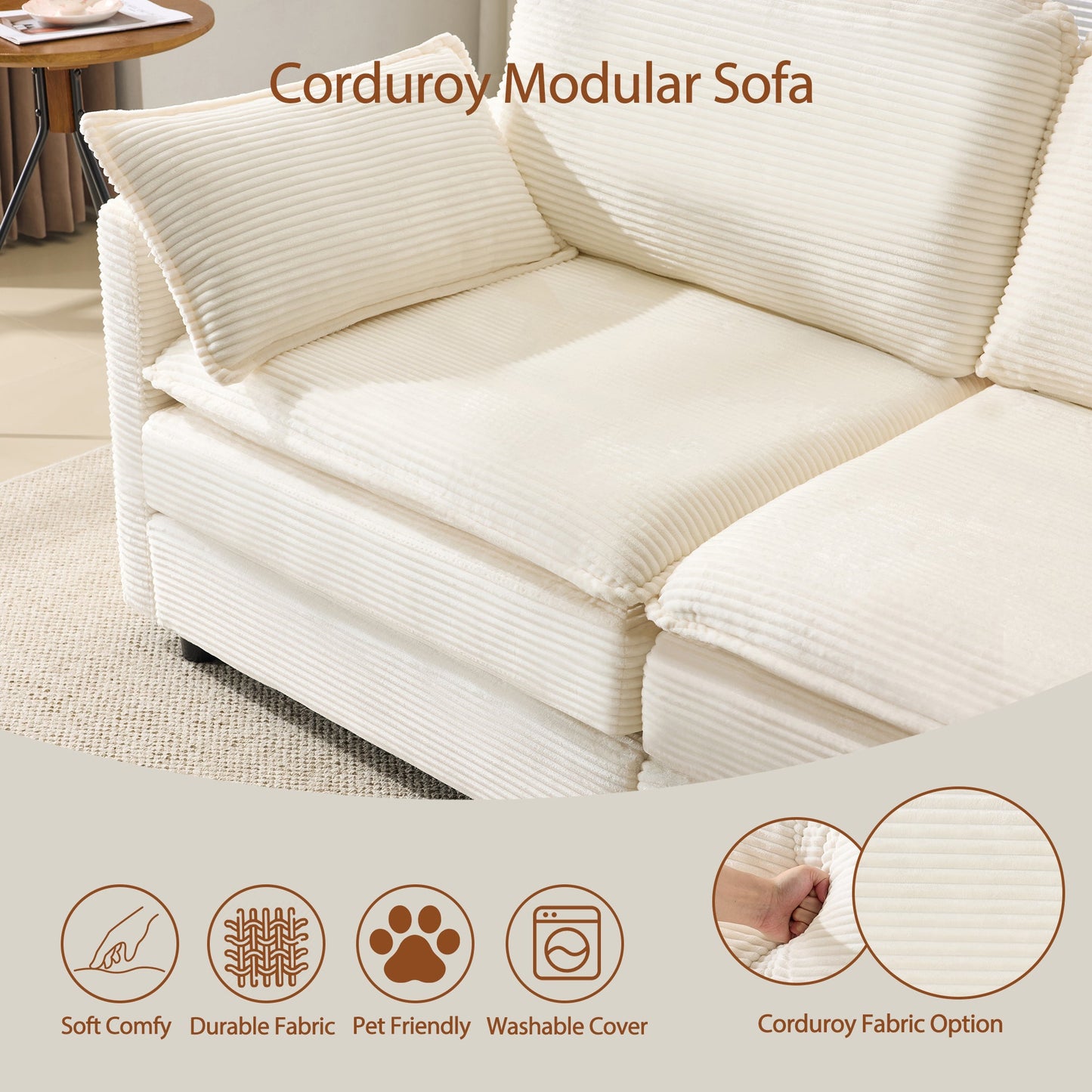 NEW 69' PLUSH Cloud Loveseat Modular 2-Seater Sectional Sofa