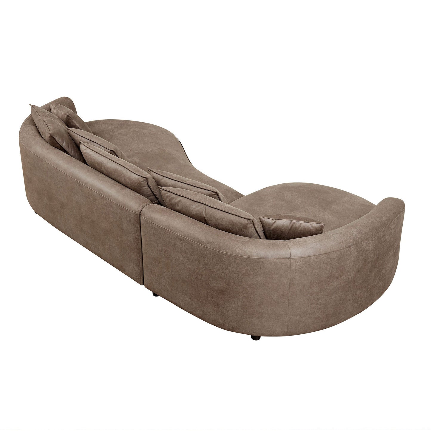 NEW 128.74 Inch Modern Brown Sectional Curved Leathaire Upholstered 5-Seat Sofa Couch
