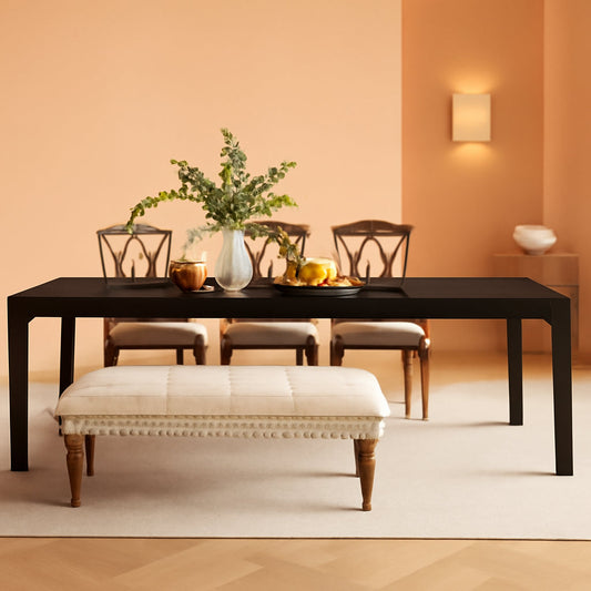 NEW Black 78 Inch Rectangle Dining Table For 6 To 8 People