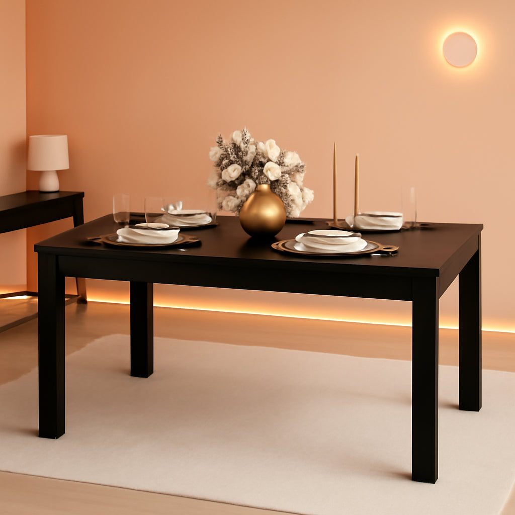 NEW 63 Inch Black Dining Table For 6 Modern Home Kitchen