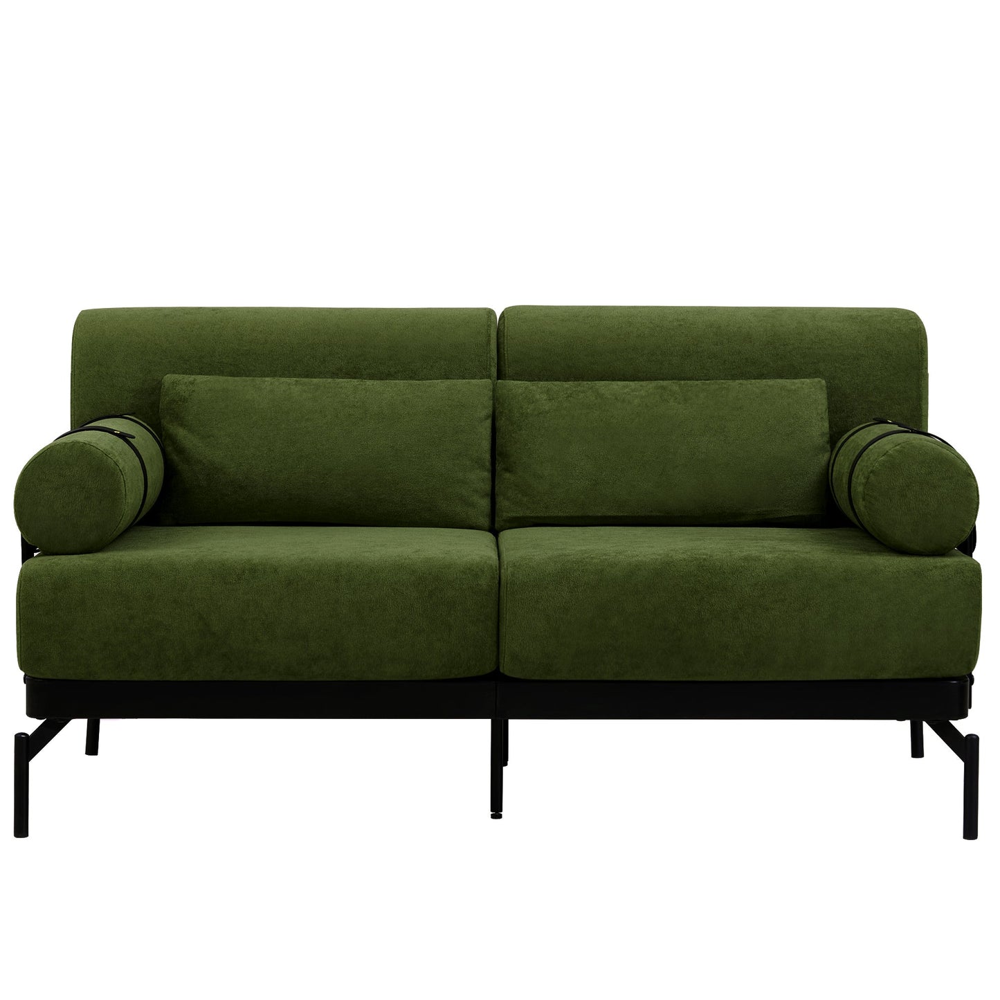 NEW Modern Green Chenille Foam 2 Seat Pillow Top Arms Metal Frame Loveseat