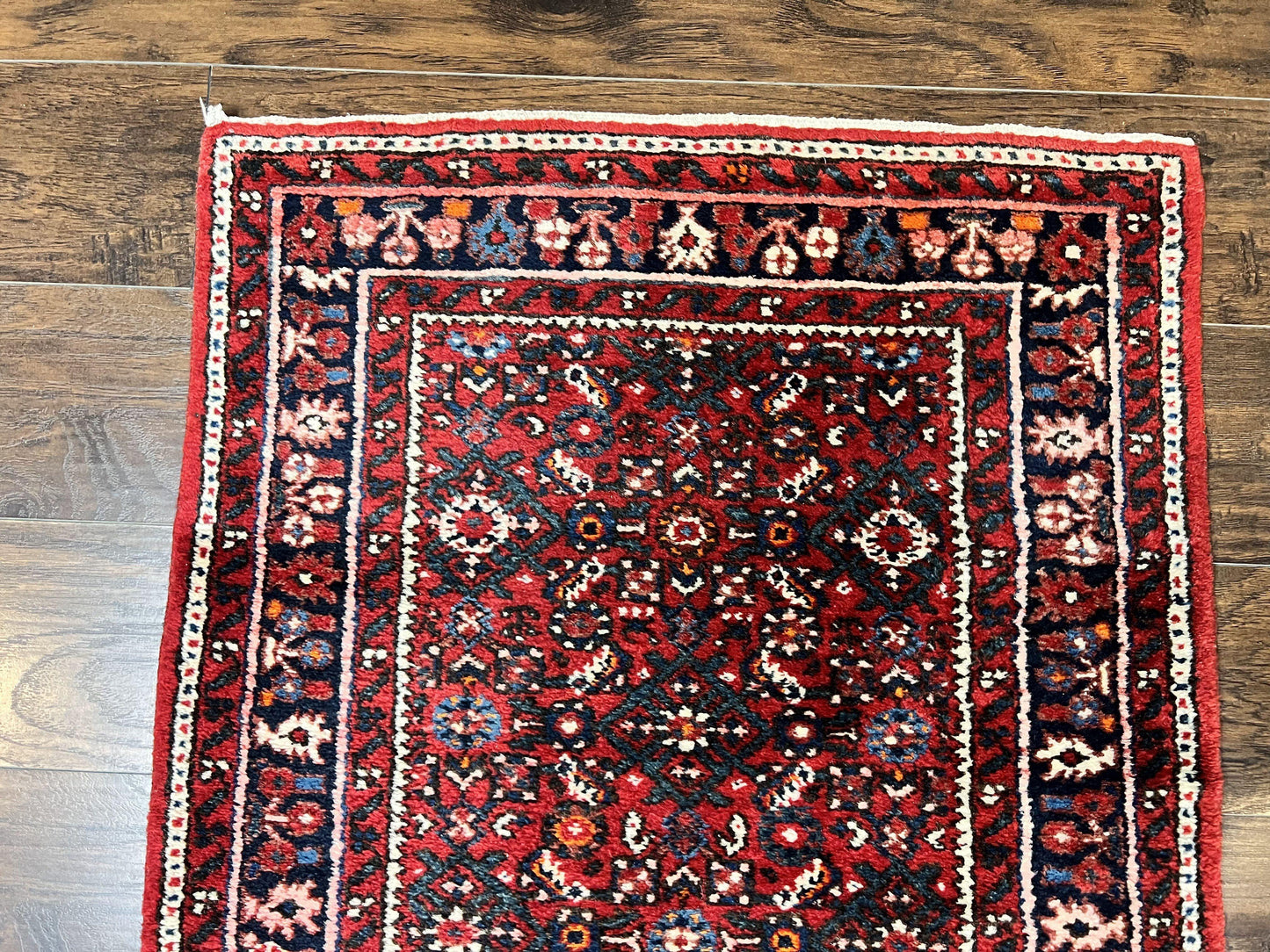 USED Long Persian Runner Rug 2.9 x 17, Red Handmade Wool Rug for Hallway, Antique Persian Carpet, 17ft Runner, Persian Hamadan Dargazine Rug