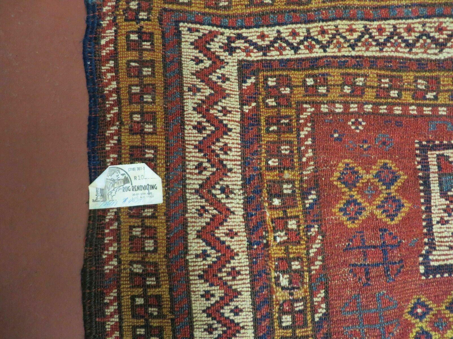 USED Antique Moroccan Runner Rug 4x9, Wide Runner, Hand Knotted Tribal Oriental Carpet, Hallway Rug, Geometric Medallions, Red, Bohemian Rug Nice