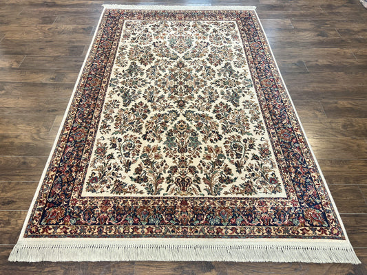 USED Karastan Rug 5.9 x 9, Ivory Sarouk #760, Wool Vintage Original Collection 700 Series