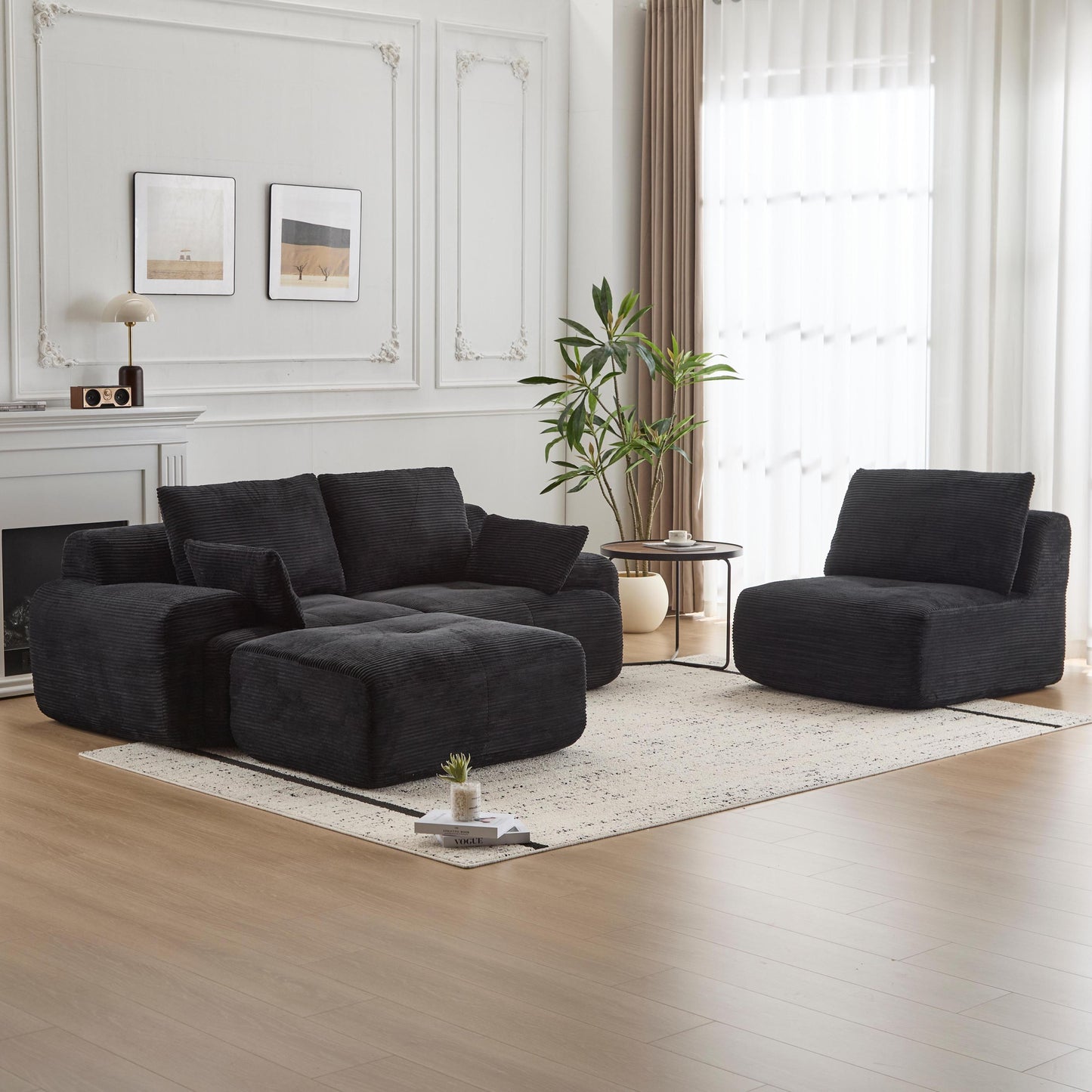 NEW Black Modern Large Memory Foam Sectional