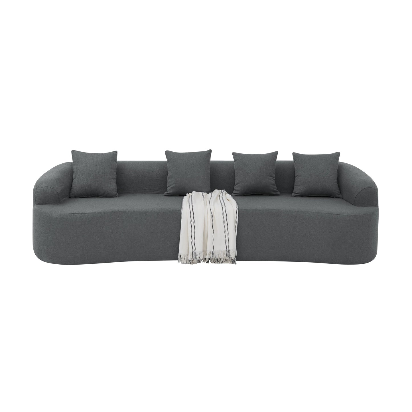 NEW Curved Modular Sectional Sofa in Lamb's Wool Fabric, Modern Minimalist Style, Compressed (No Assembly Required), Comfy for Living Room & Bedroom - Gray