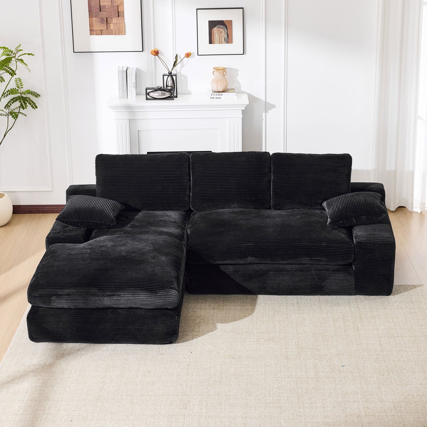 NEW 99*69' Modular Sectional Living Room Sofa Set, Modern Minimalist Style Couch, Upholstered Sleeper Sofa for Living Room, Bedroom, 2 PC Free Combination, Installation-free Sofa, L-Shape, Black