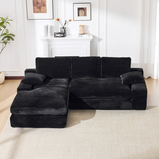 NEW 99*69' Modular Sectional Living Room Sofa Set, Modern Minimalist Style Couch, Upholstered Sleeper Sofa for Living Room, Bedroom, 2 PC Free Combination, Installation-free Sofa, L-Shape, Black