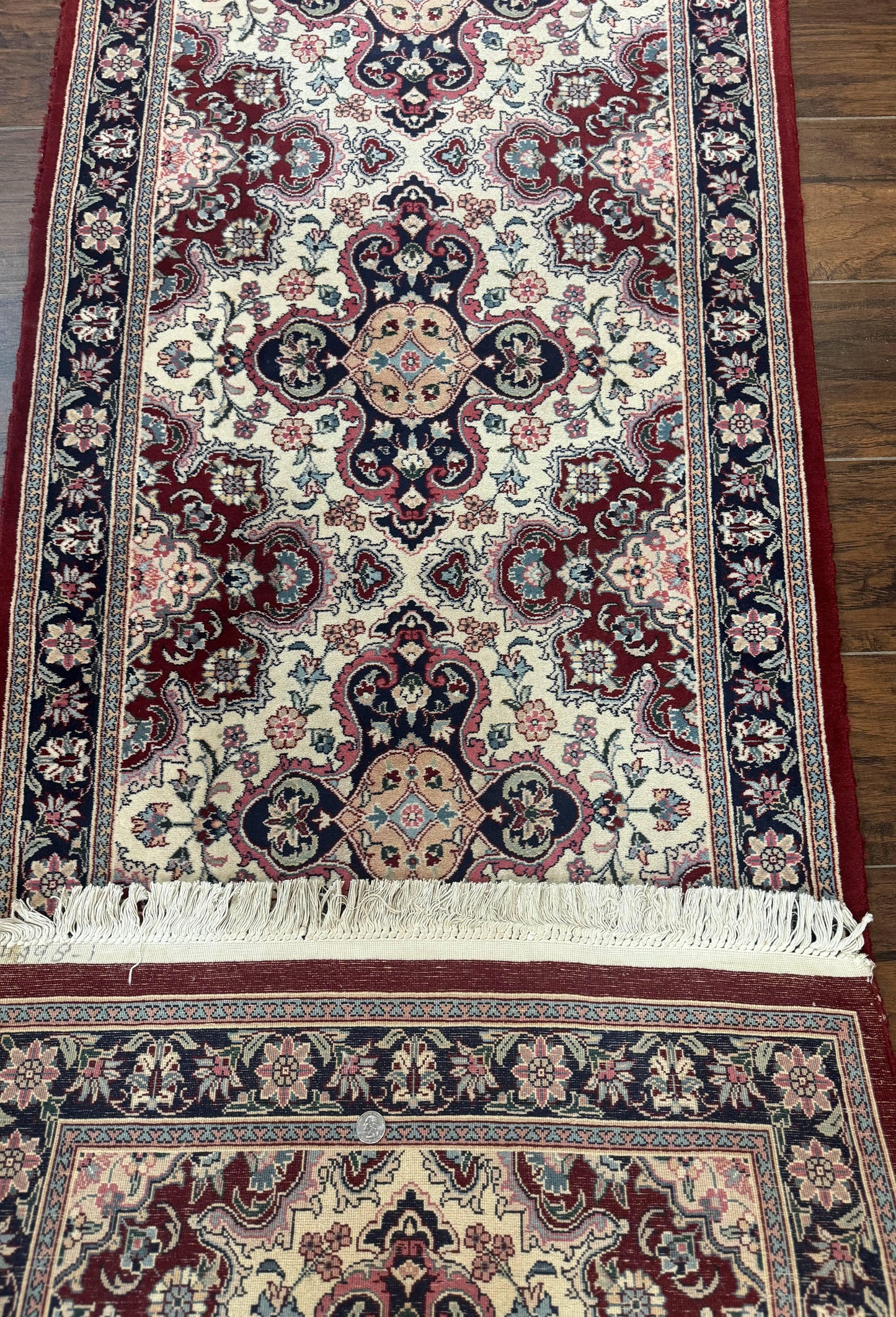 USED Sino Persian Runner Rug 2.7 x 8, Floral, Handmade, 250 KPSI