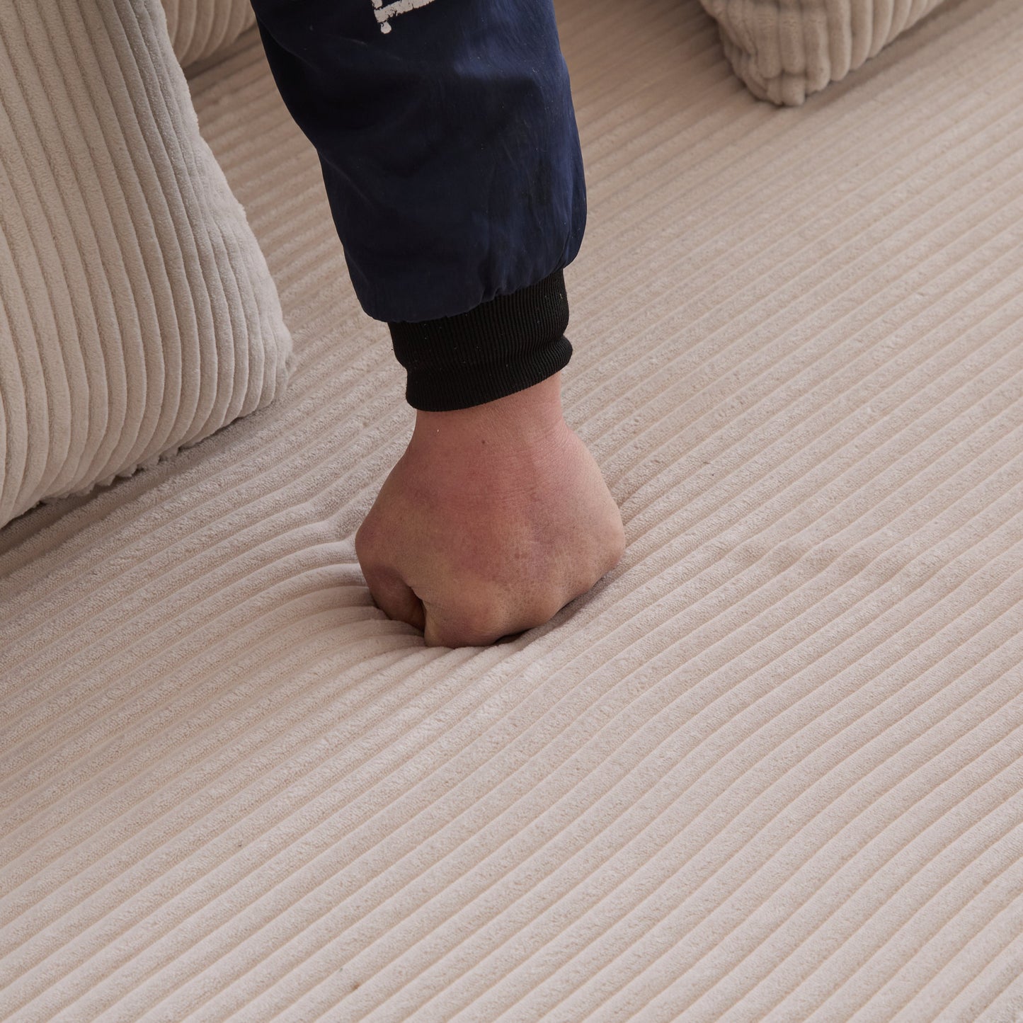 NEW Floor Compression Convertible Comfy Futon Lounge Sleeper Bed Floor Couch Sofa Bed with Pillow Back Support Armrest in Light Gray Corduroy Fabric