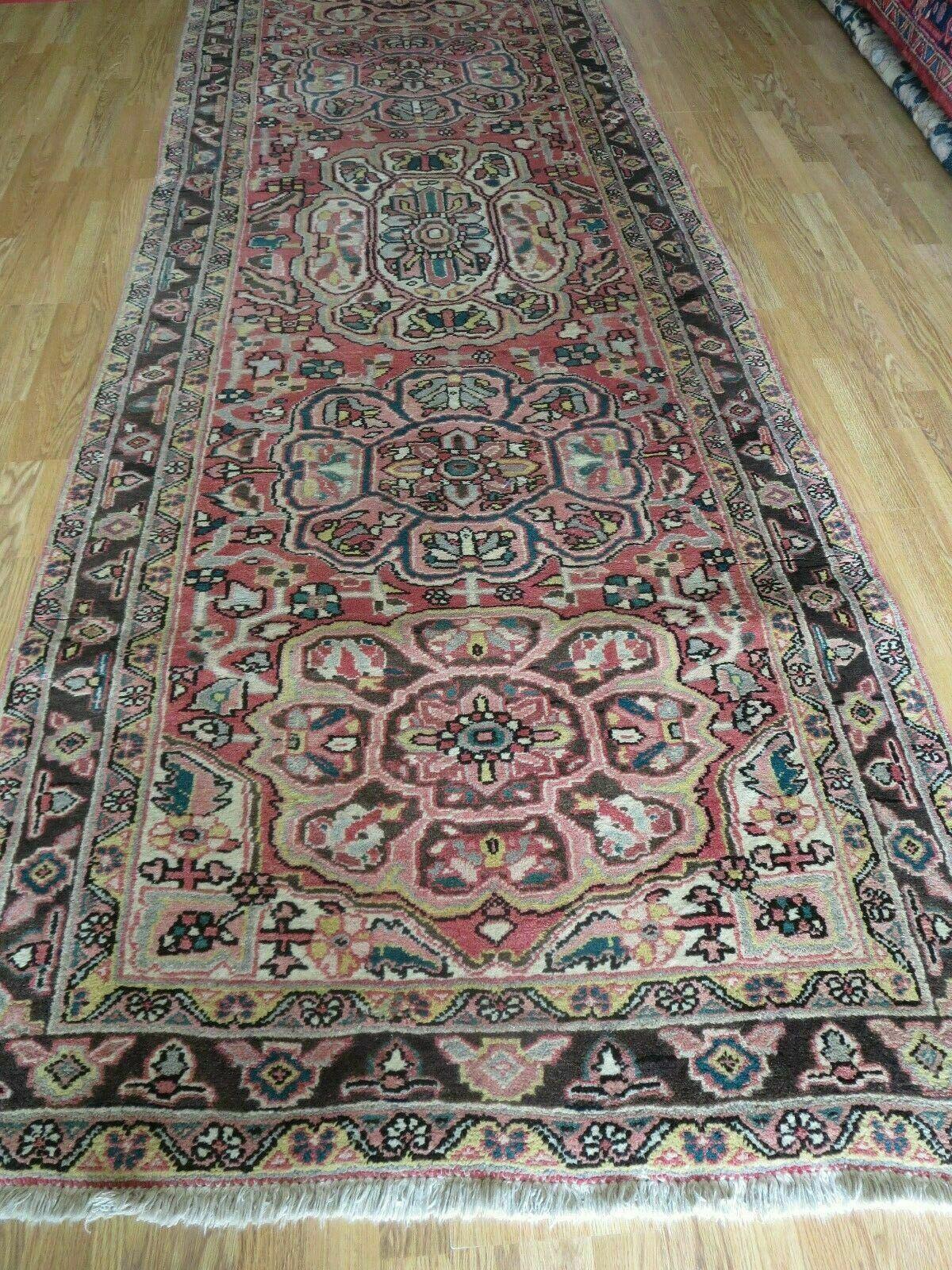 USED 3' 9" X 10' 6" Semi Antique Handmade Turkish Wool Runner Rug