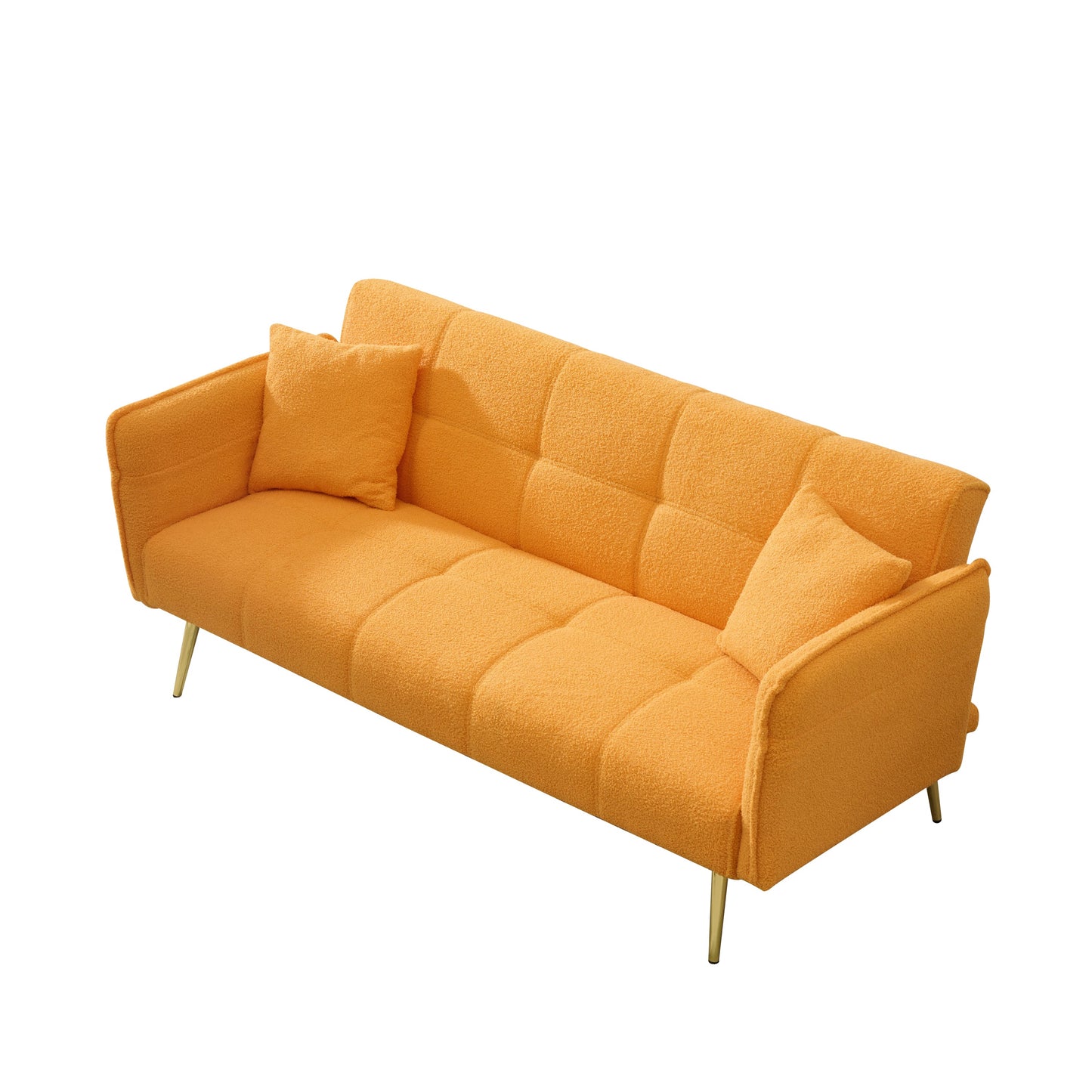 NEW 70-inch Modern Teddy Fleece Convertible Futon Sofa Bed with Adjustable Arms and Backrest