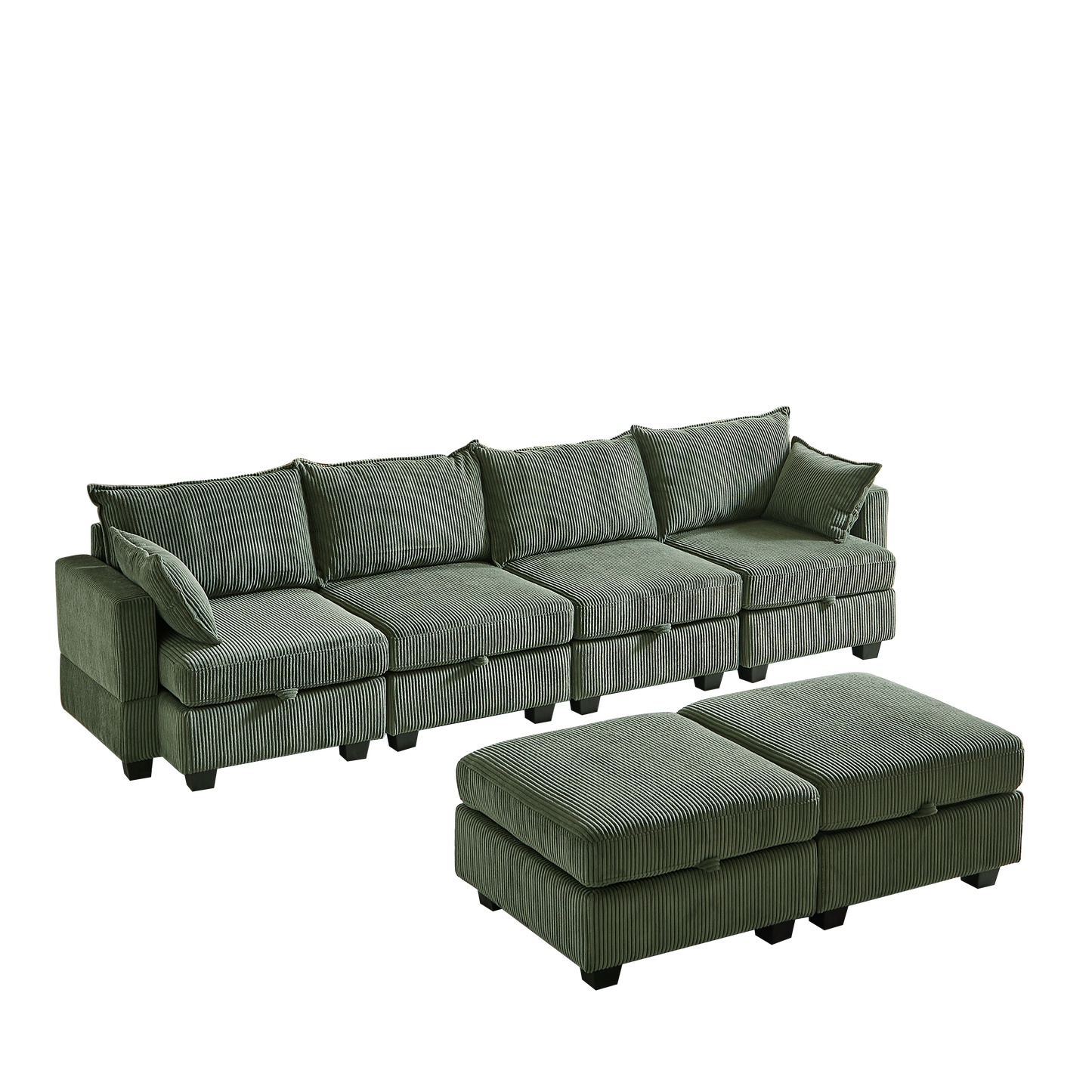 NEW 113.5'' Modular Sectional Corduroy U Shaped Sofa Couch with Storage Ottoman 6 Seat Convertible Sections and Chaise