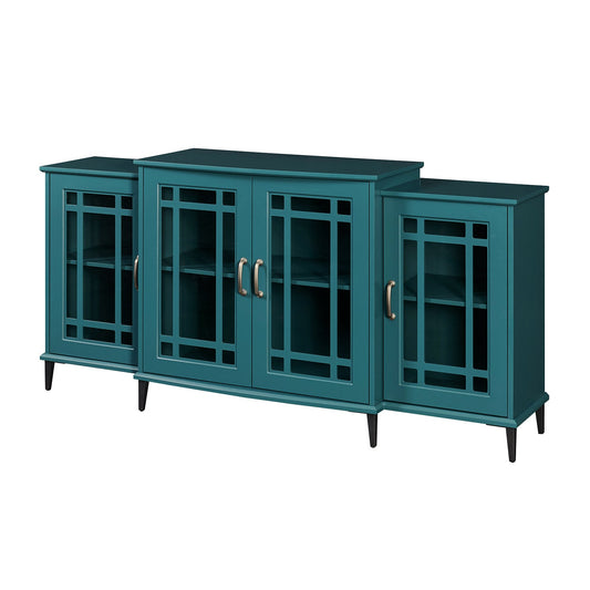 NEW 62' TV Stand, Buffet Sideboard Cabinet, Teal Blue