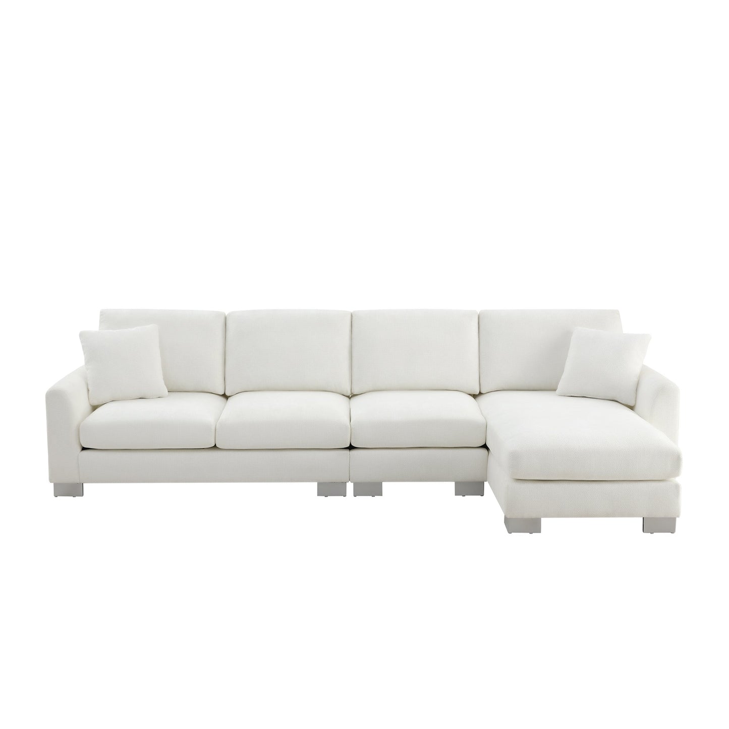 NEW Chenille Upholstered Modern Oversized L-Shaped Sectional Sofa with Chaise and Pillows