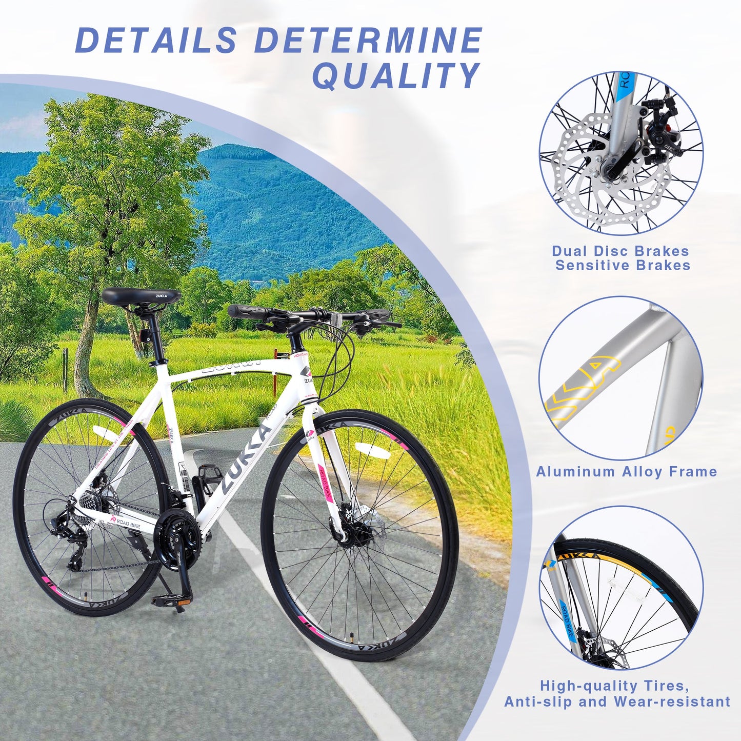 NEW 24" Speed Hybrid bike Disc Brake 700C Road Bike For men women's City Bicycle
