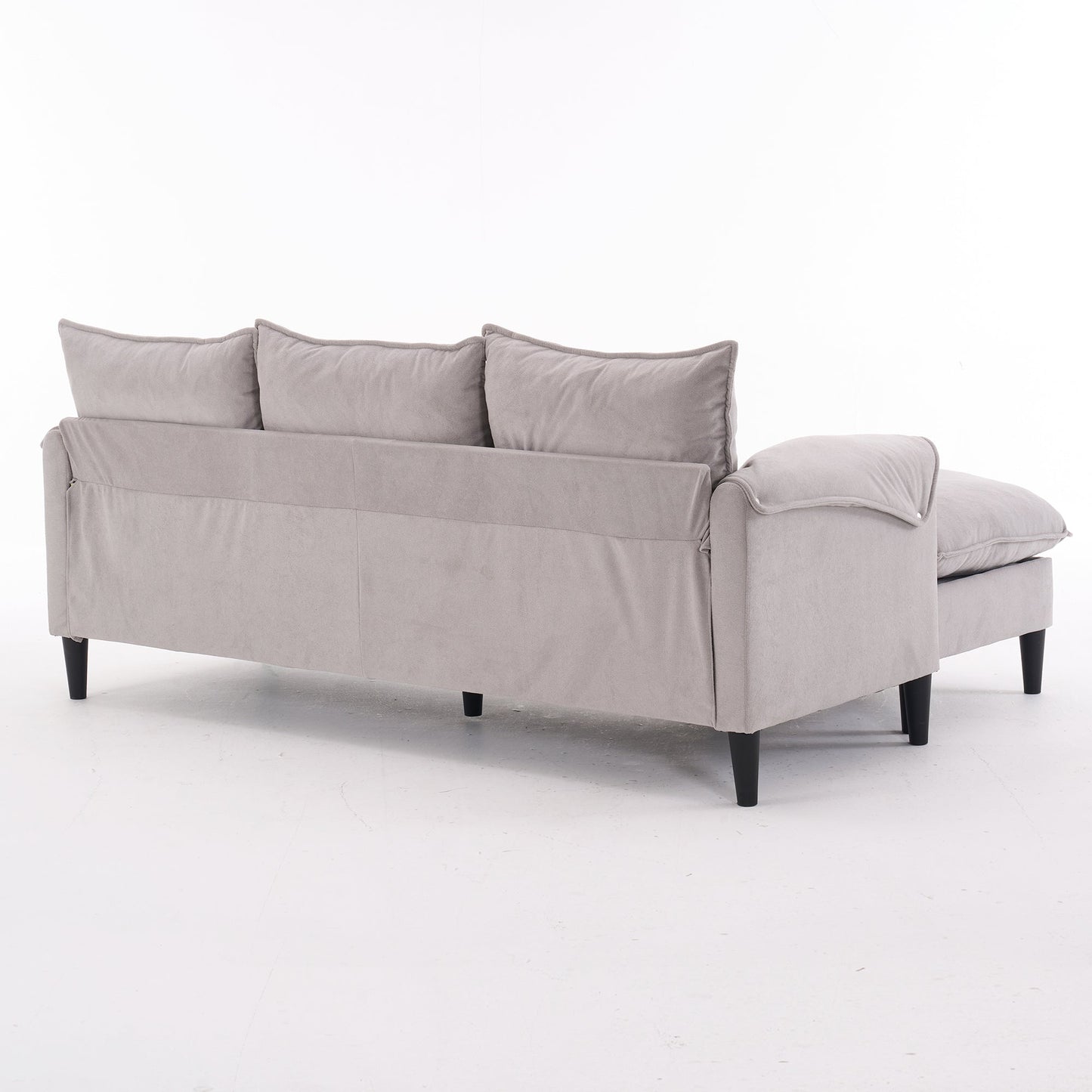 NEW Beige Convertible Combination L-Shaped Sofa with Footstools Storage
