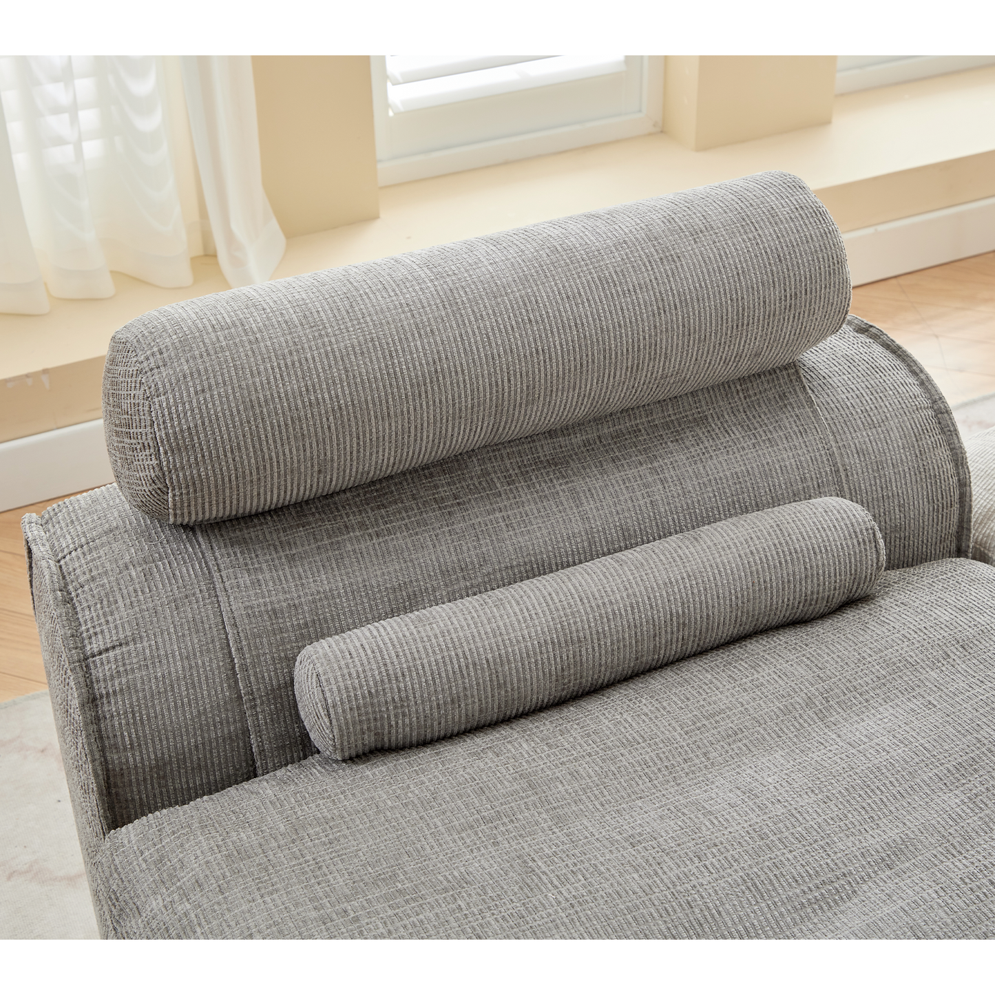 NEW Light Gray 2 Seat Modular No Armrest Chenille Fabric Neck Pillow Back Lounge Sofa Chair