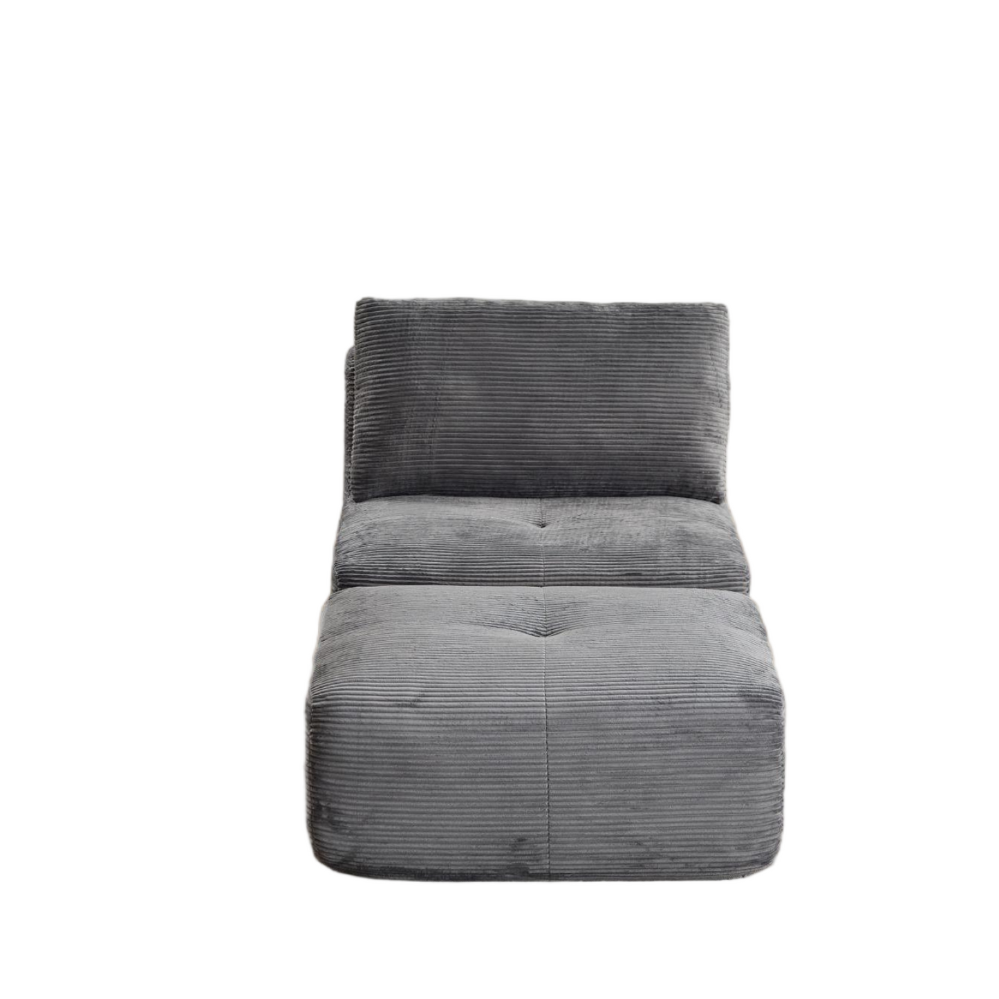 NEW Grey Single Corduroy Chaise Lounge Fabric Modern Memory Foam Compressed Sofa Cloud Modular Sectional Movable Ottoman