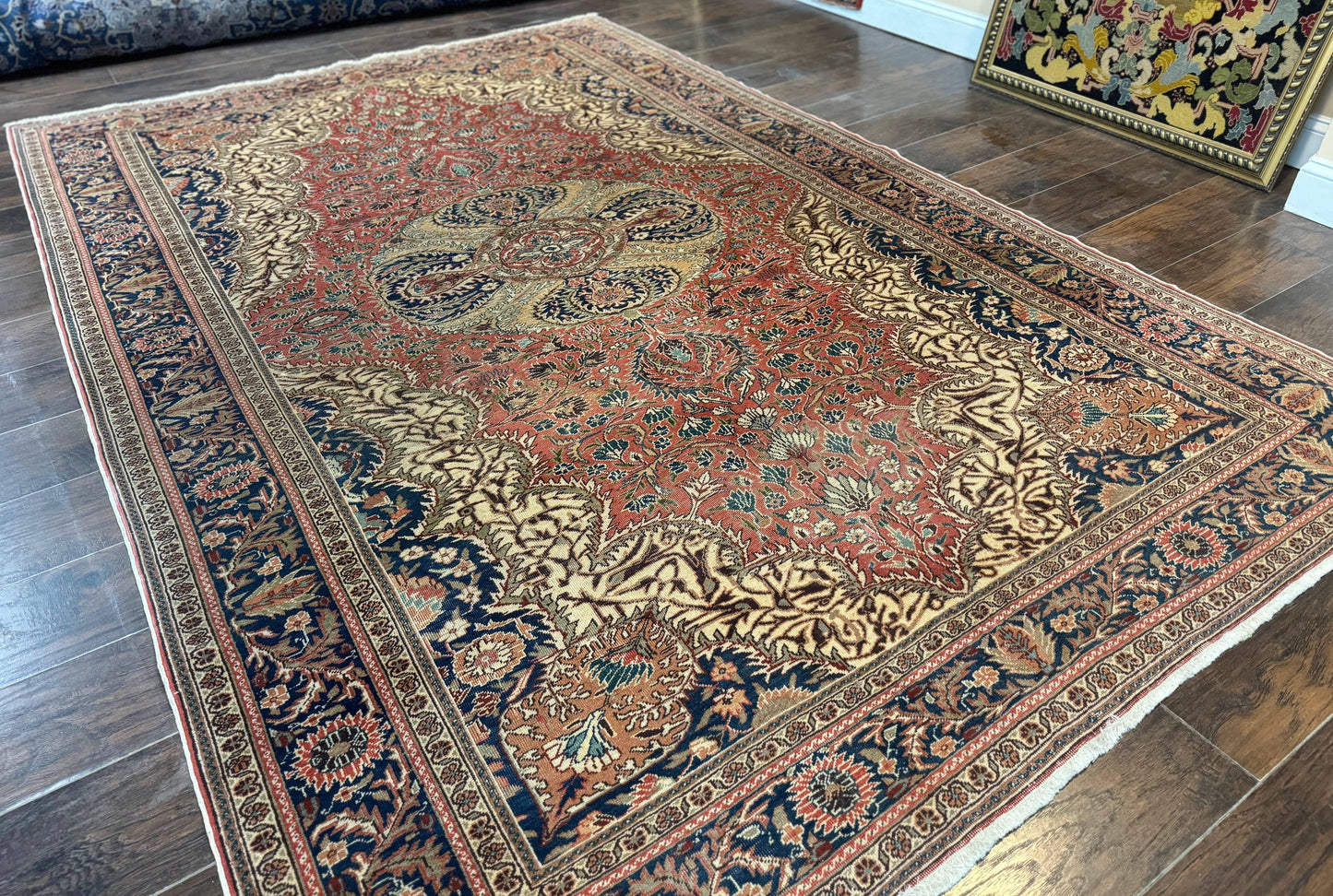 USED Turkish Kayseri Rug 6x10, Antique Turkish Carpet, Floral Medallion, Oriental Carpet, Red