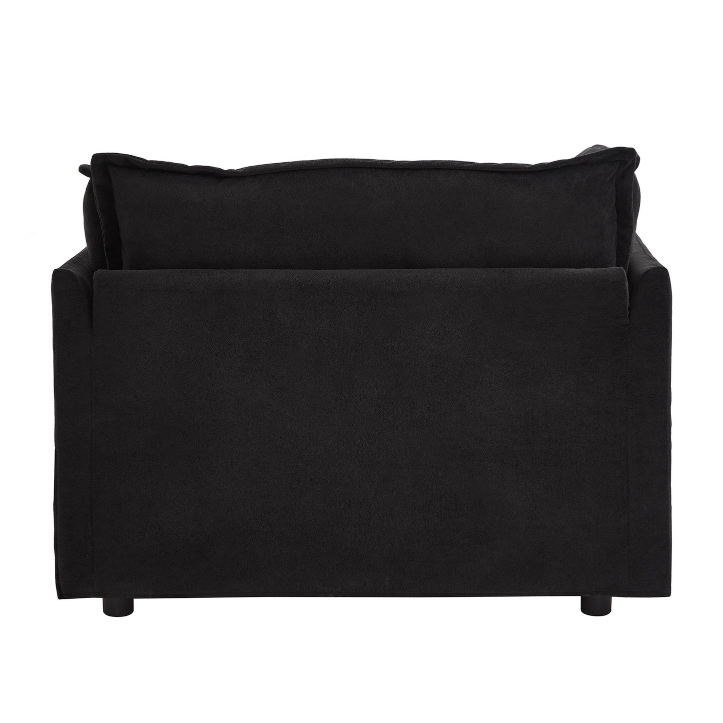 NEW Modern Armchair Sofa 47' Cozy Upholstered Sofa Chair with Movable Ottoman, Black Chenille, Wide Seat & Curved Armrests