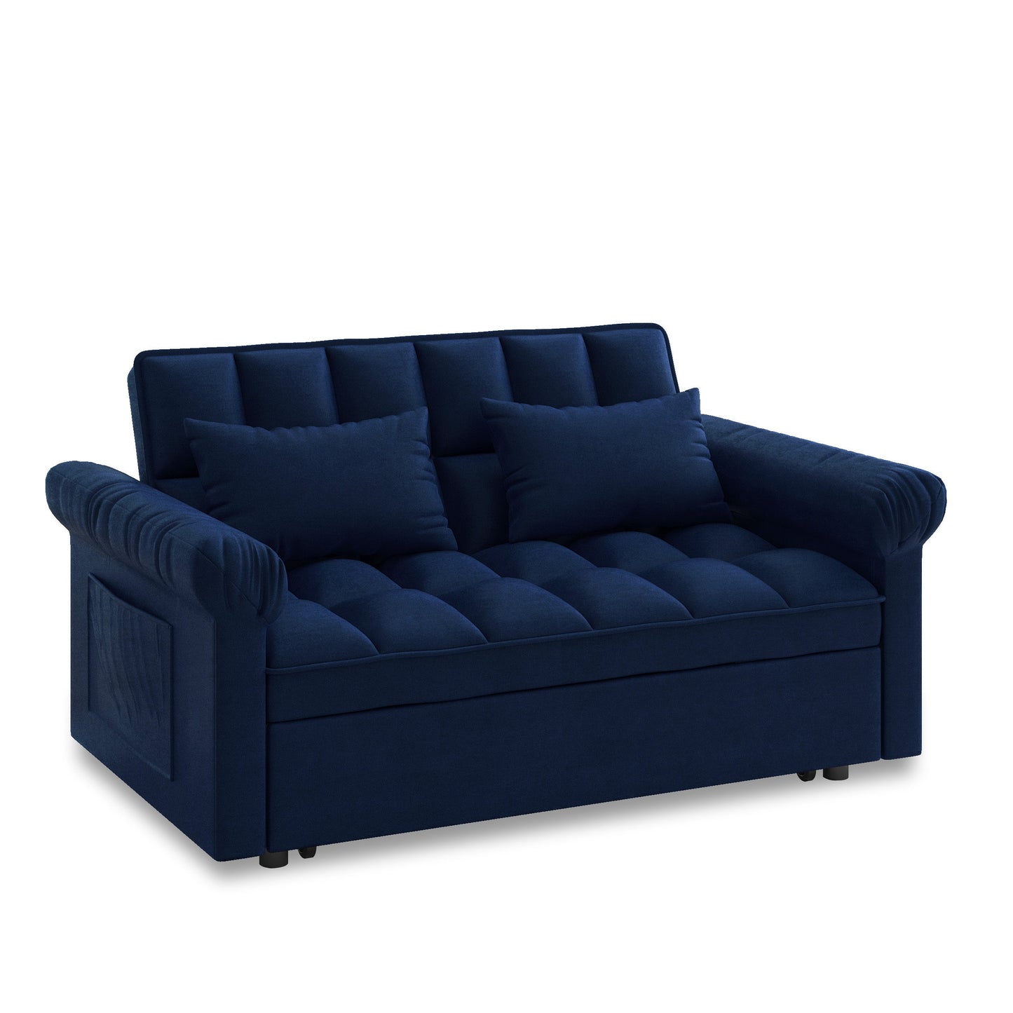 NEW Loveseats Sofa Bed with Pull-out Bed,Adjsutable Back-Blue
