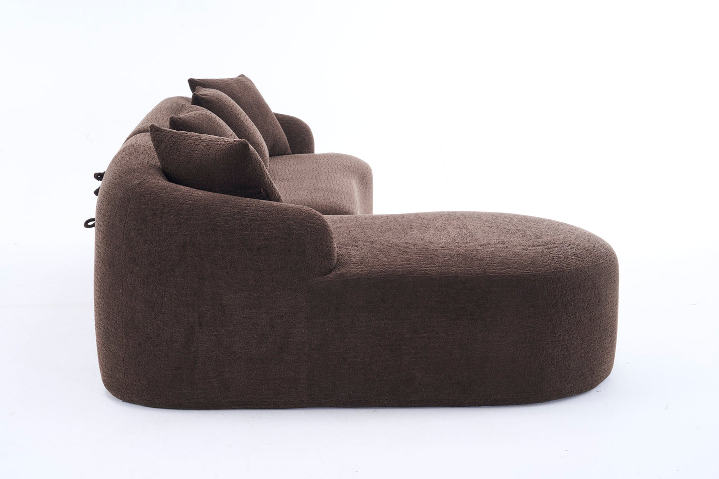 NEWn Brown Chenille Modular Compression Sponge L-Shape Sectional Sofa Couch with Curved Chaise