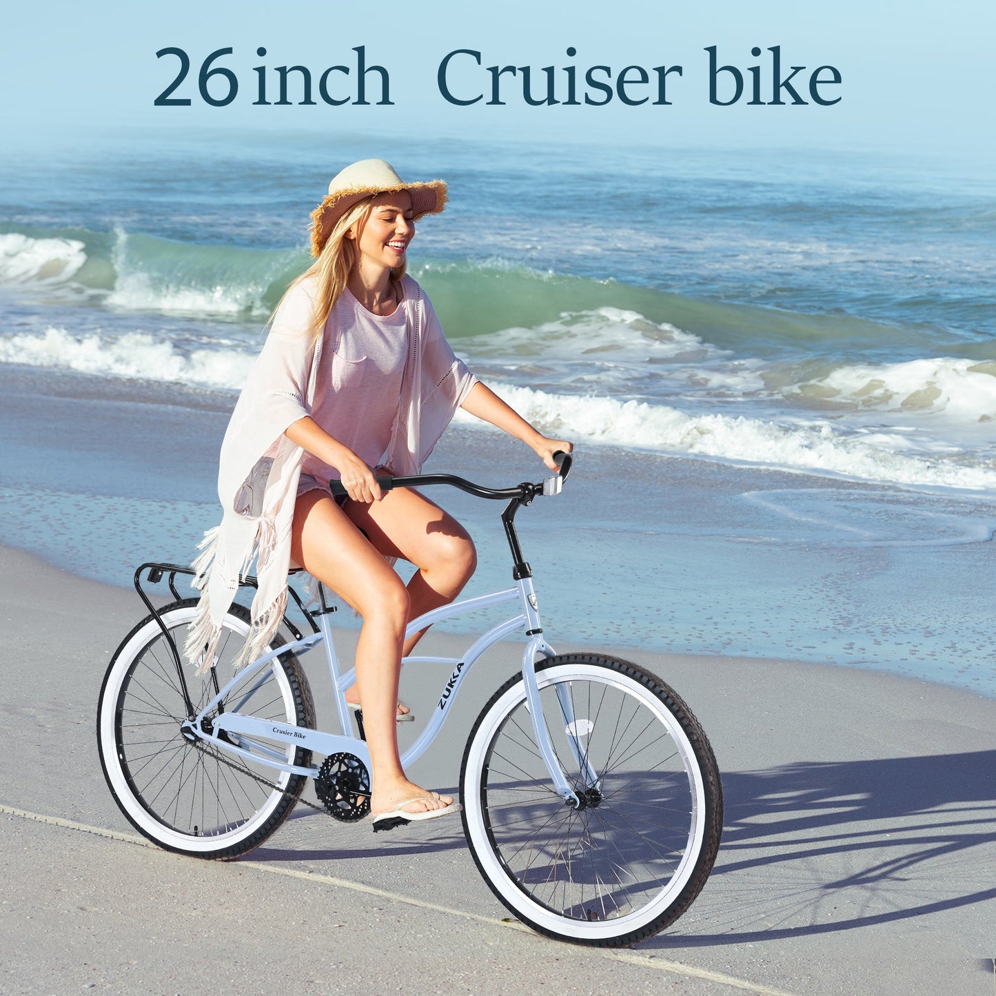 NEW Single Speed Bicycles 26'Inch,Steel Frame, Wide Wheels for Stability, Rear Coaster Brakes,Multiple ColorsWomen's Beach Cruiser Bike