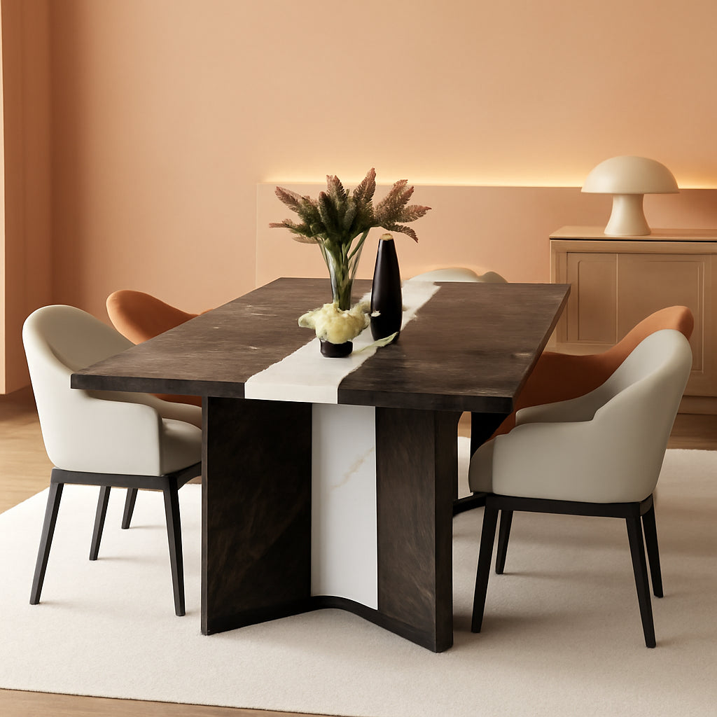 NEW 71In Rectangular Dining Table With Waterproof Marble Top