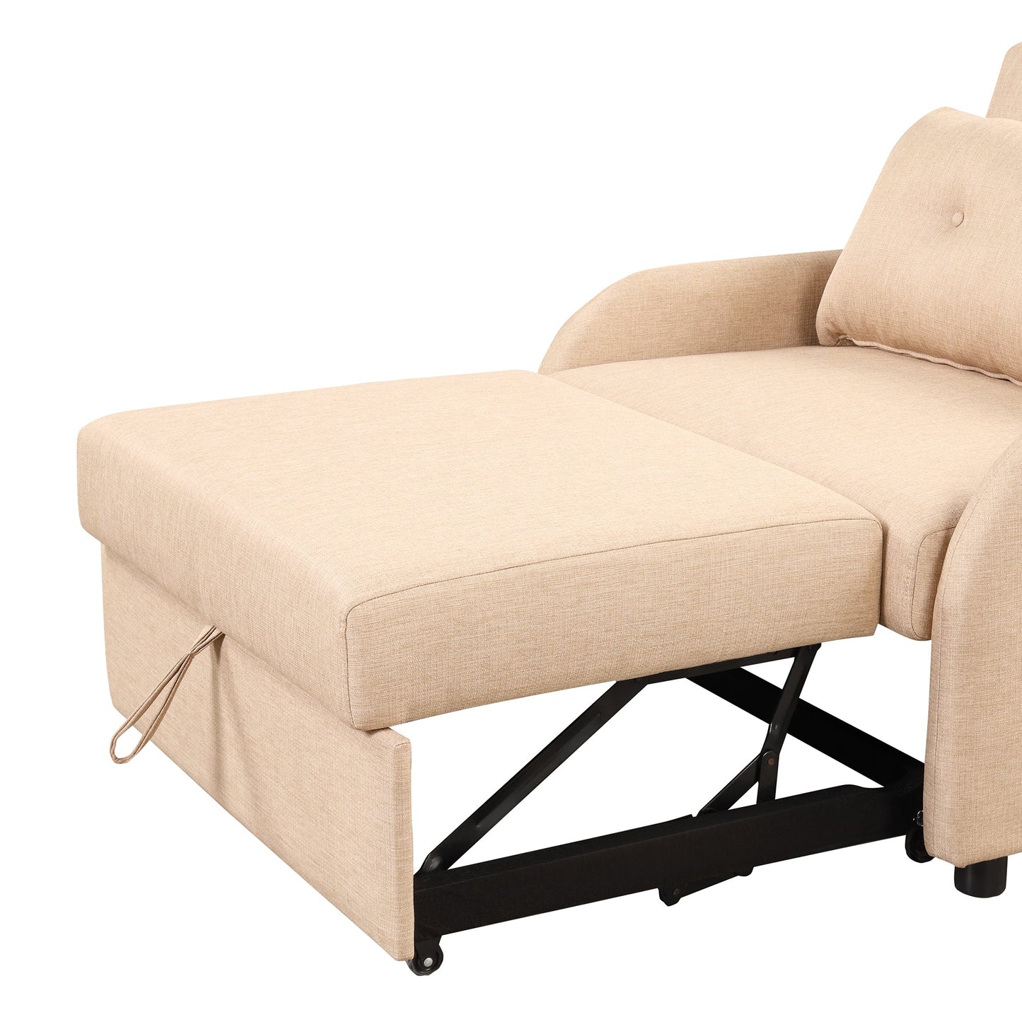 NEW Versatile Pull Out Sofa Sleeper 3 in 1 with Wing Table & USB Charge, Beige Linen, Compact Design