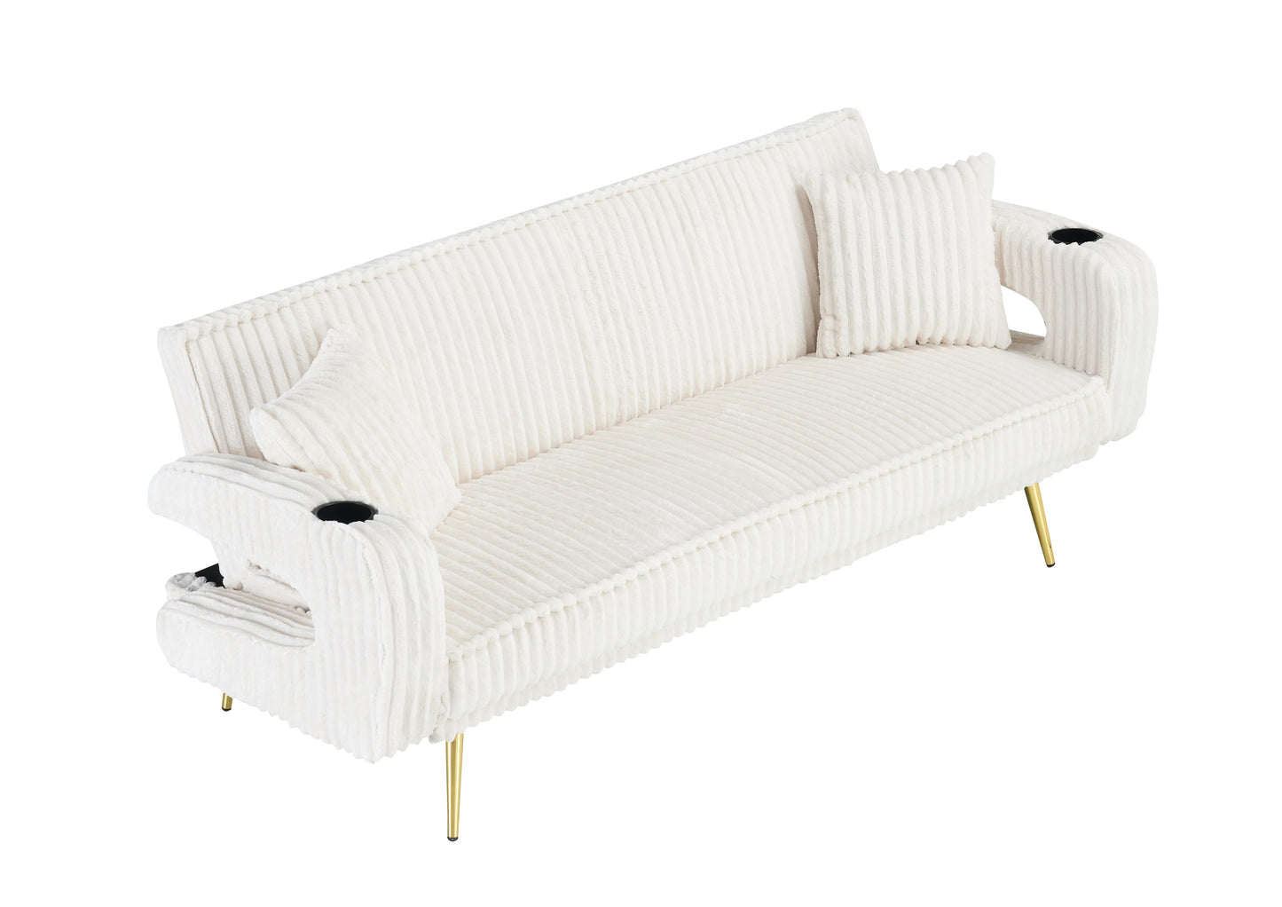 NEW Straight Corduroy Sofa Bed with Pillows