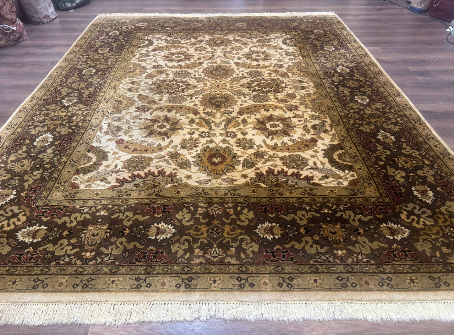 USED Indo Persian Mahal Rug 8x10, Floral Traditional Wool Oriental Carpet