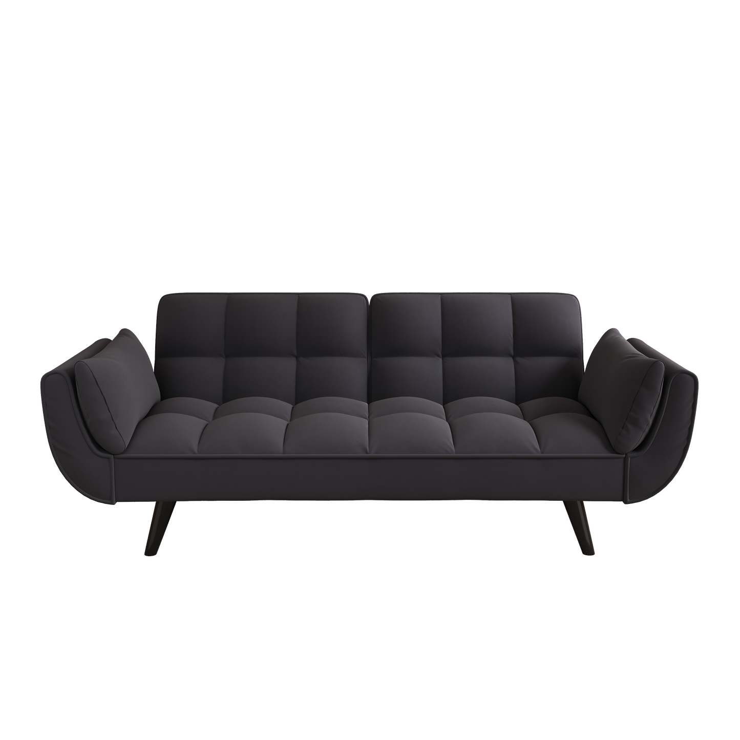 NEW 74 'Black Soft Sofa Couch with Throw Pillows