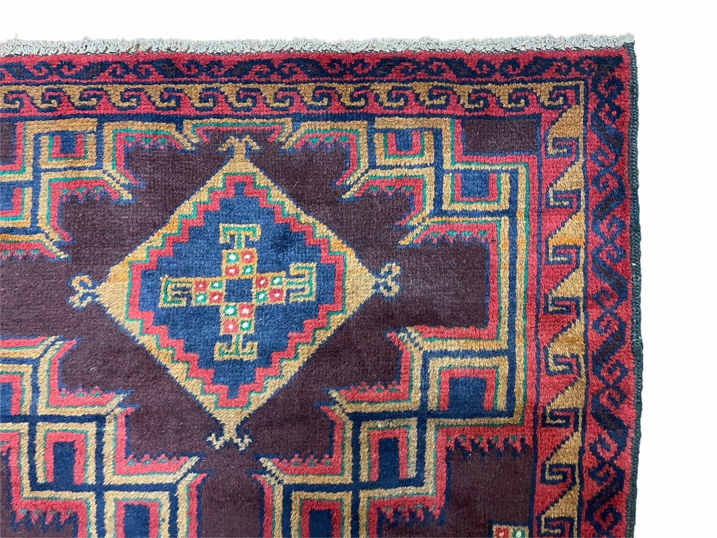 USED 2'11" X 4'6" Vintage Handmade Tribal Wool Rug Balouchi Rug Afghan Rug Geometric