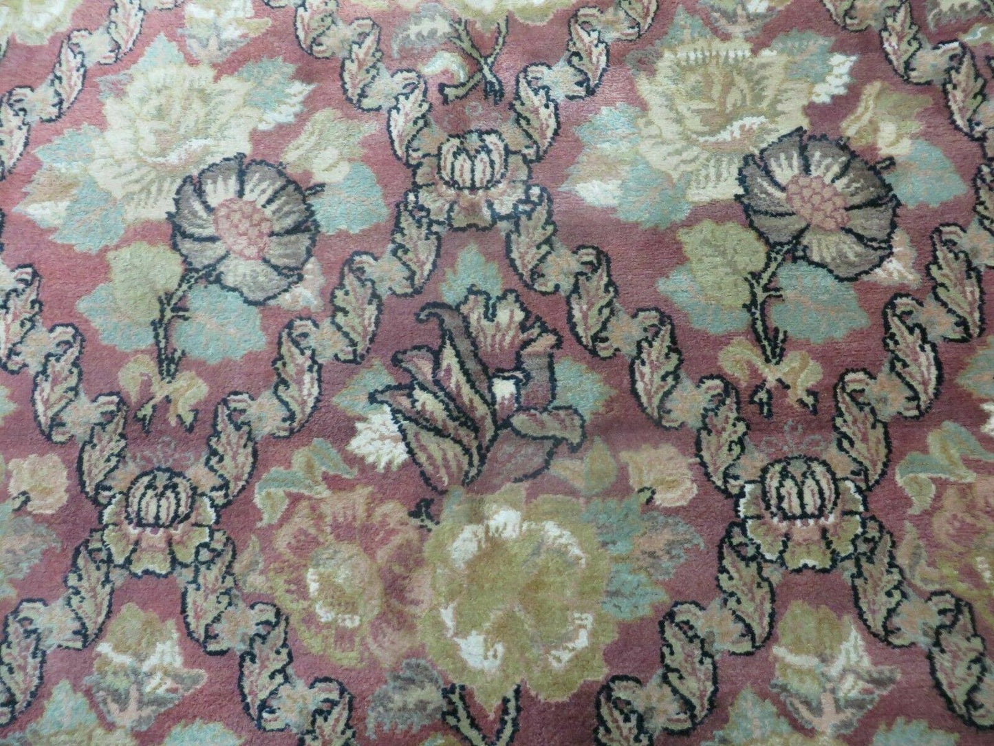 USED 6' X 9' Handmade India Floral Oriental Wool Rug Carpet