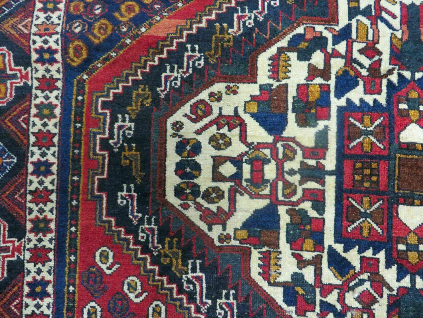USED 4' X 5.5' Vintage Handmade Turkish Tribal Wool Rug Medallion Nice