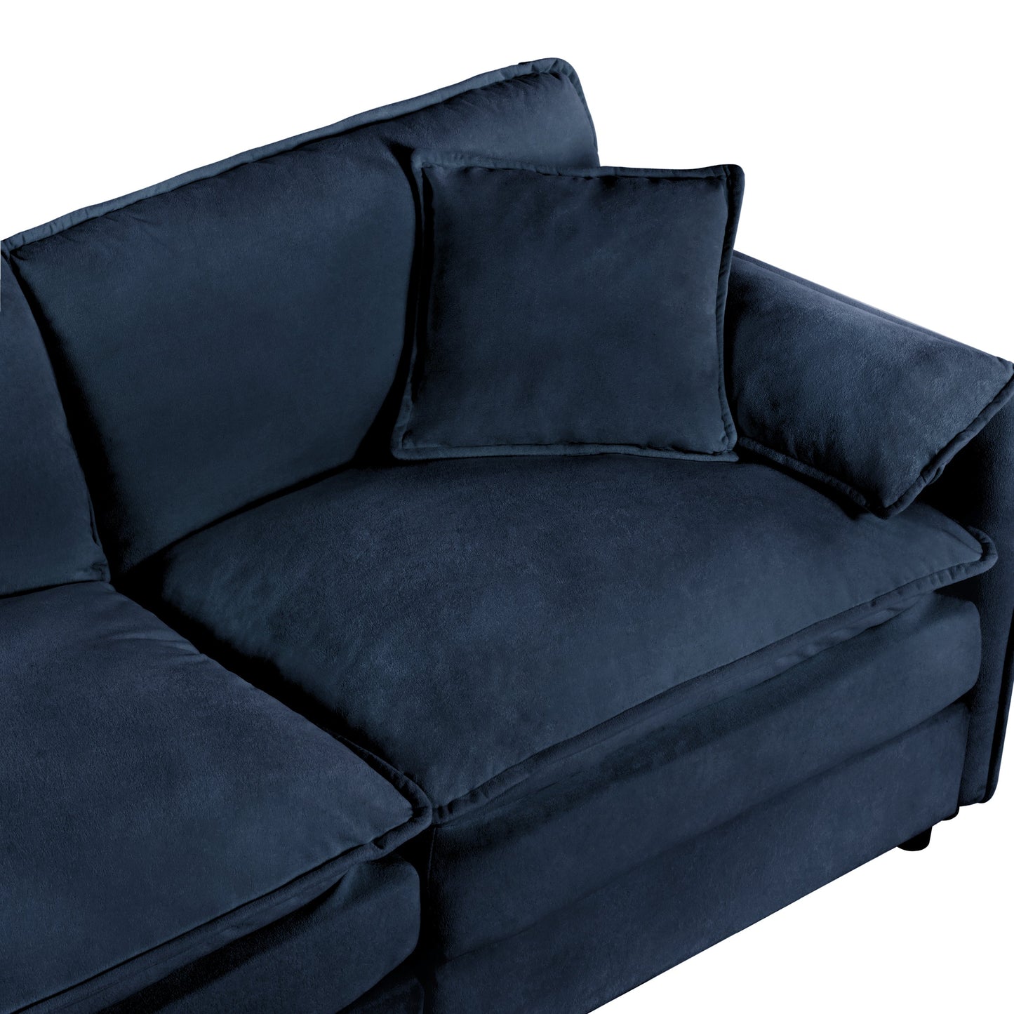 NEW Modern Blue Chenille Love Seat Upholstered Modular L Shaped Deep Seat Sectional Sofa Cloud Couch with Ottoman