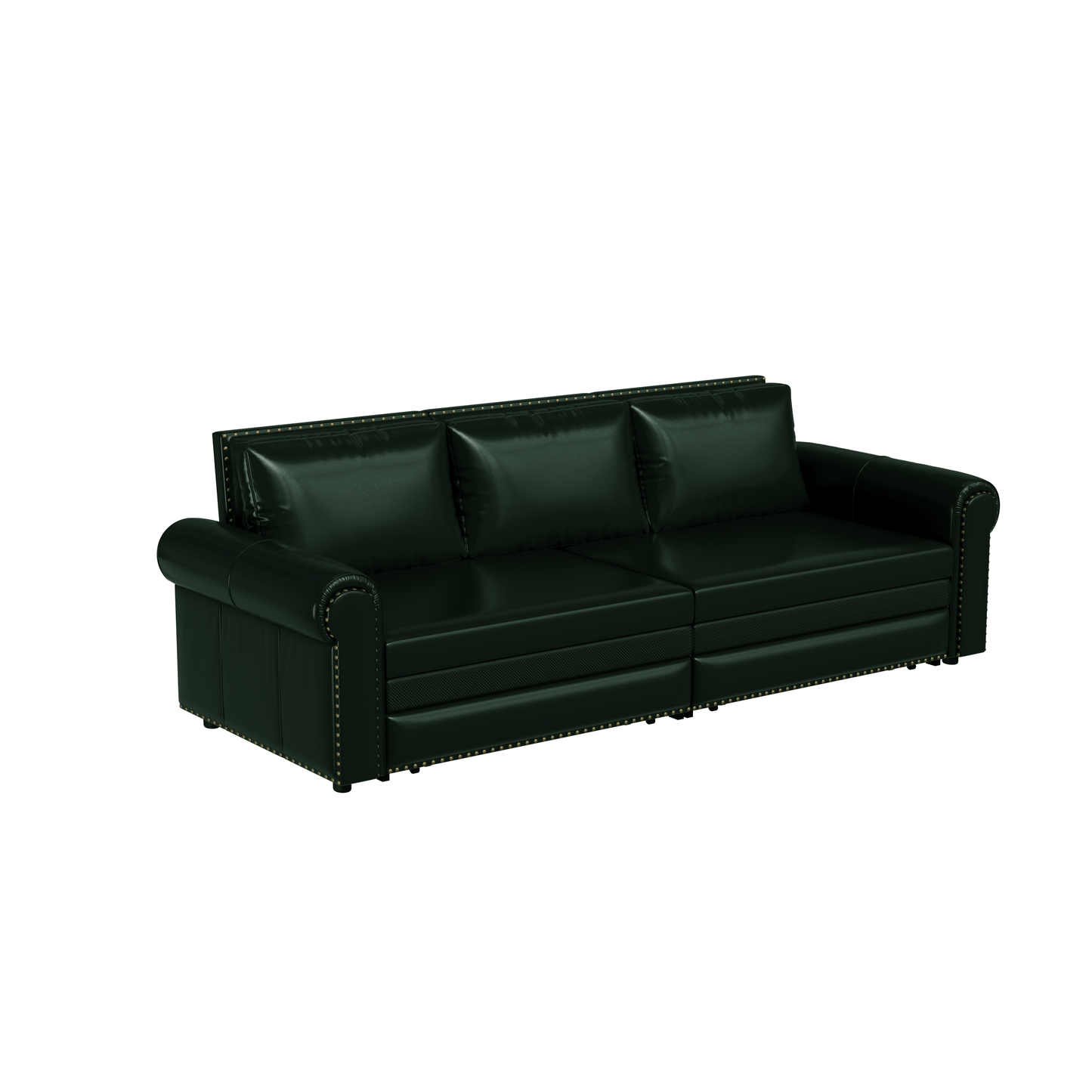 New 3-in-1 Faux Leather Convertible Sleeper Sofa with Nail head Trim