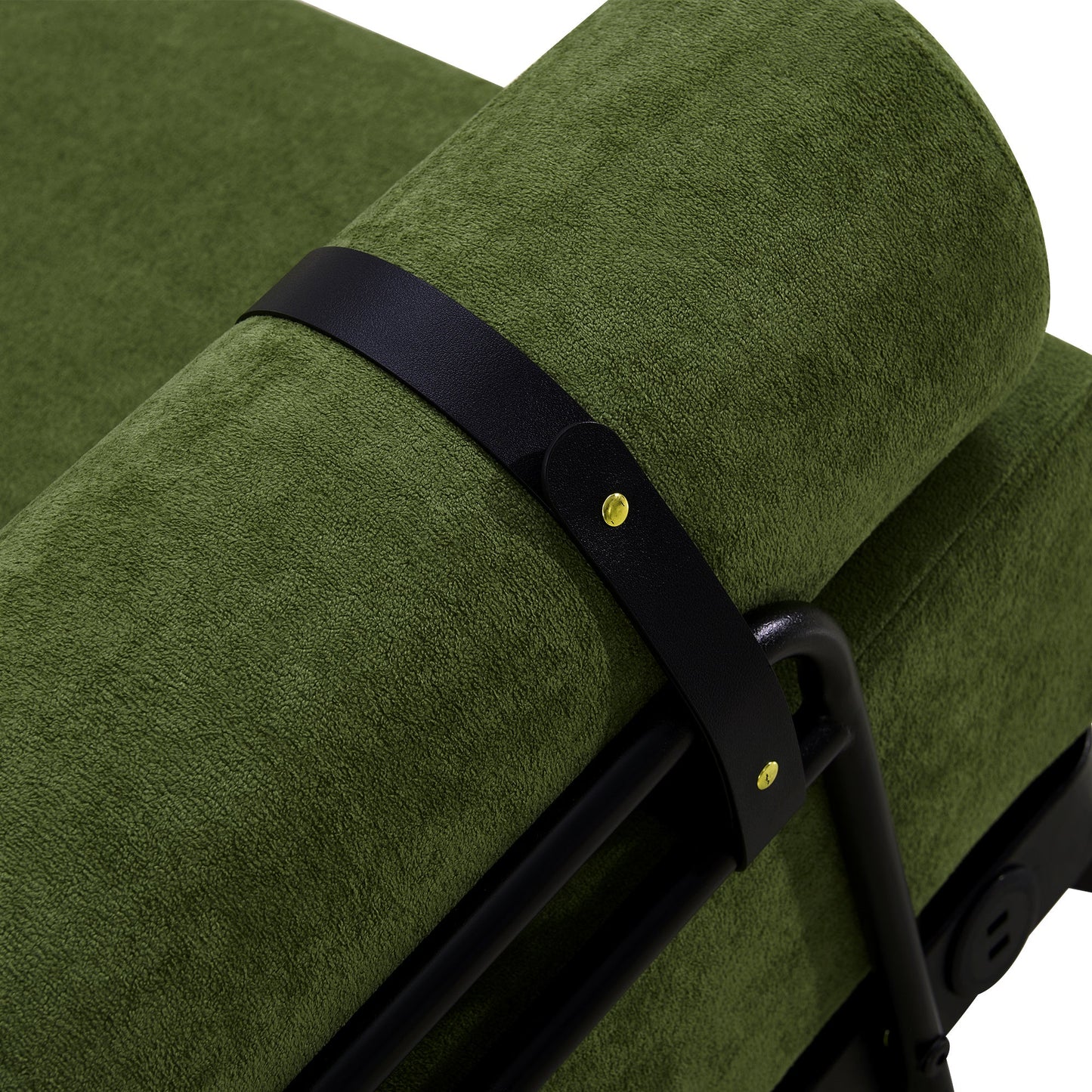 NEW Modern Green Chenille Foam 2 Seat Pillow Top Arms Metal Frame Loveseat