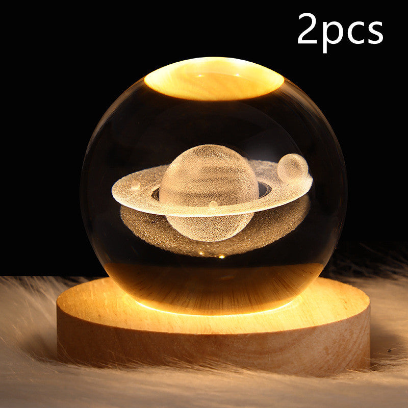 NEW LED Night Light Galaxy Crystal Ball Table Lamp 3D Planet Moon Lamp Bedroom Home Decor For Kids Party Children Birthday Gifts