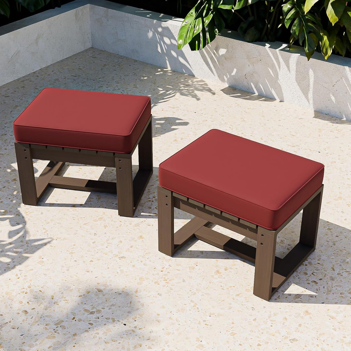 NEW Natural Cedar Outdoor Ottomans With Removable Cushions