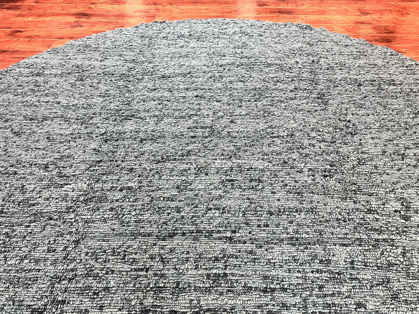 USED Large Round Indian Rug 11x11, Teal, Vintage Handmade Wool Carpet