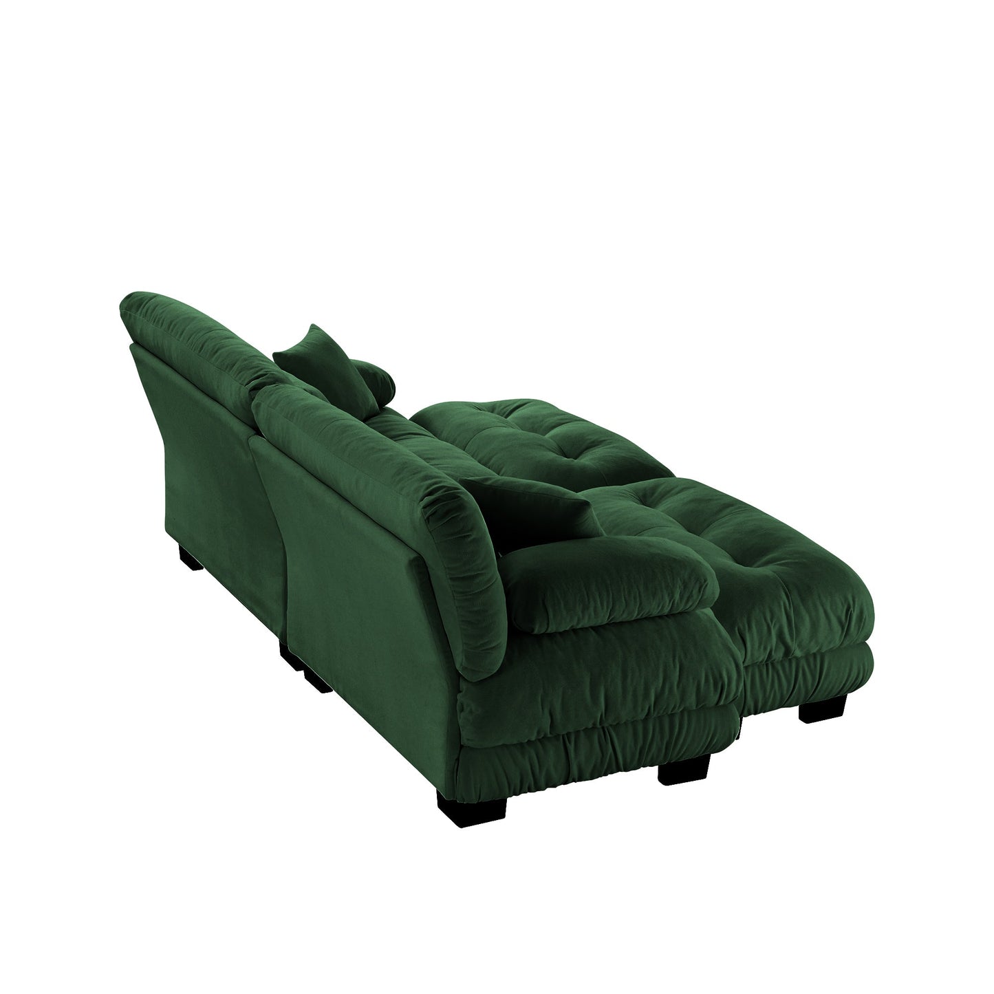 NEW Cloud Couch Sleeper Sofa for Living Room, Chenille 2 Seater sofa with 2 Lumbar pillows and 2 throw pillows , Upholstered Wide Arm Sofa with 2 Ottomans,Chenille Green