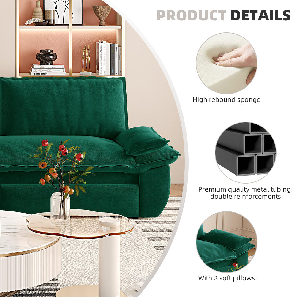 NEW Multi-Functional Green Velvet 3-in-1 Convertible 73.2' Queen Pull Out Sofa Bed Sleeper Couch