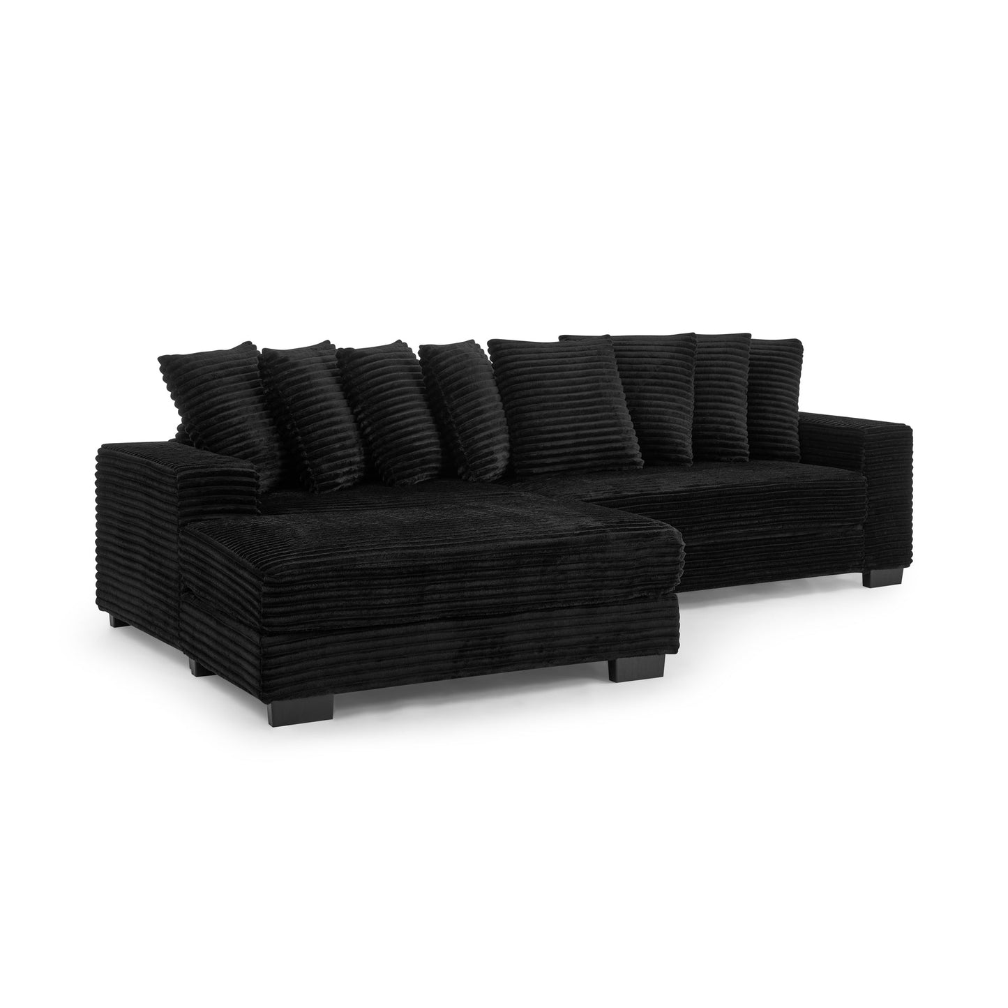 NEW Black Corduroy Tufted Upholstered L-Shaped Modular Convertible Sleeper Sectional Sofa Couch
