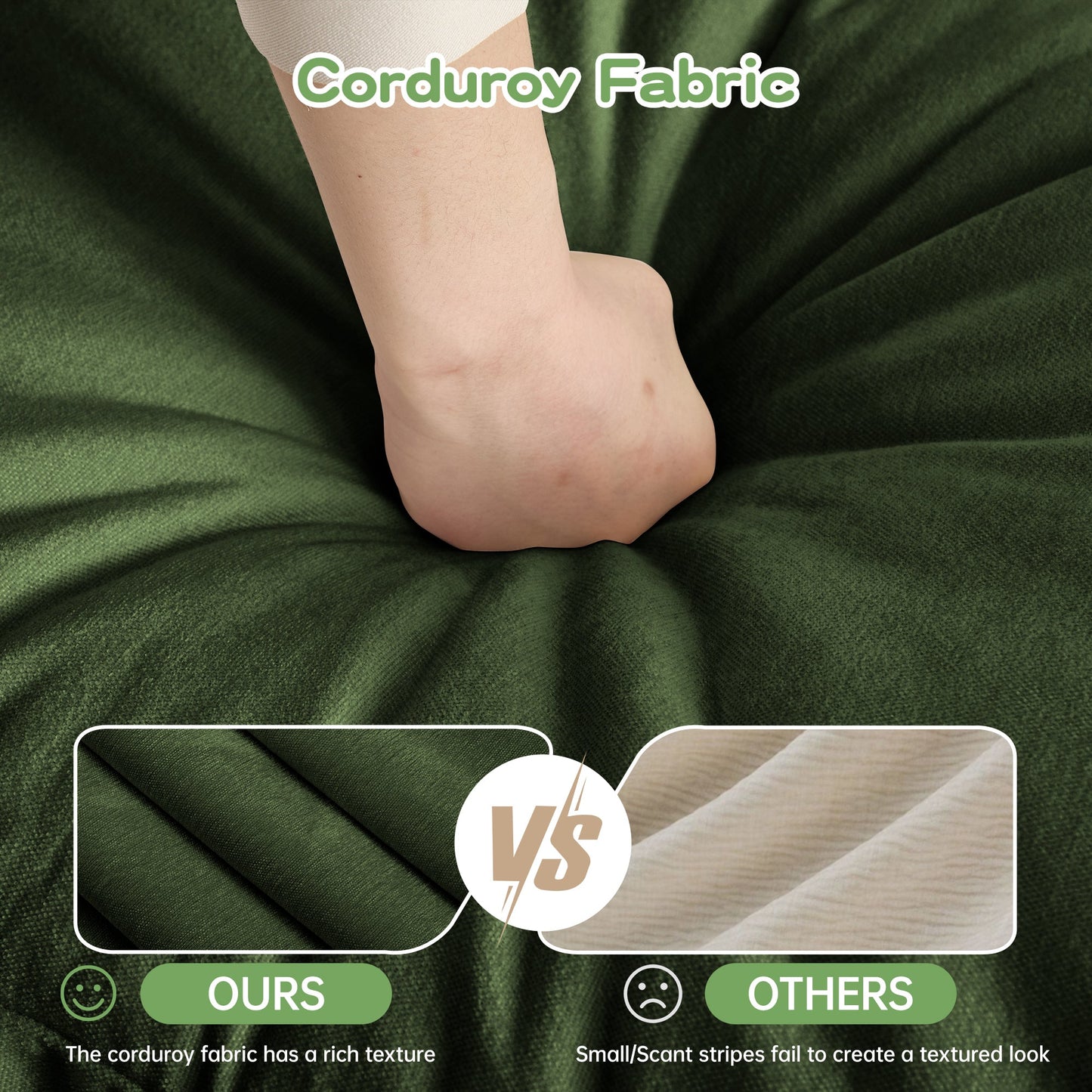 NEW Slip-covered Armchair with 1 Big Back Cushion and 2 Big Toss Pillows, Single Deep Seat Comfy Single Couch Sofa Multiple Large Soft Pillows, Chenille Fabric, Green